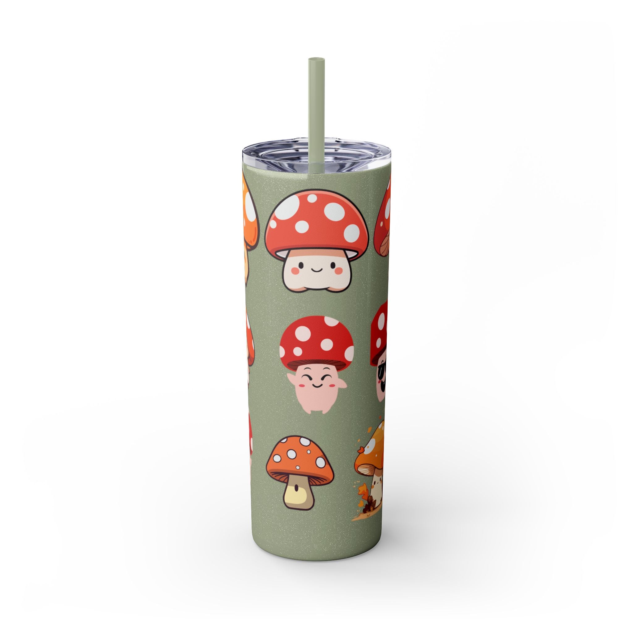 Cute Mushroom Skinny Tumbler with Straw, 20oz - Perfect for Kids and Adults, Eco-Friendly Drinkware, Summer Parties, Game Nights, Gifts for