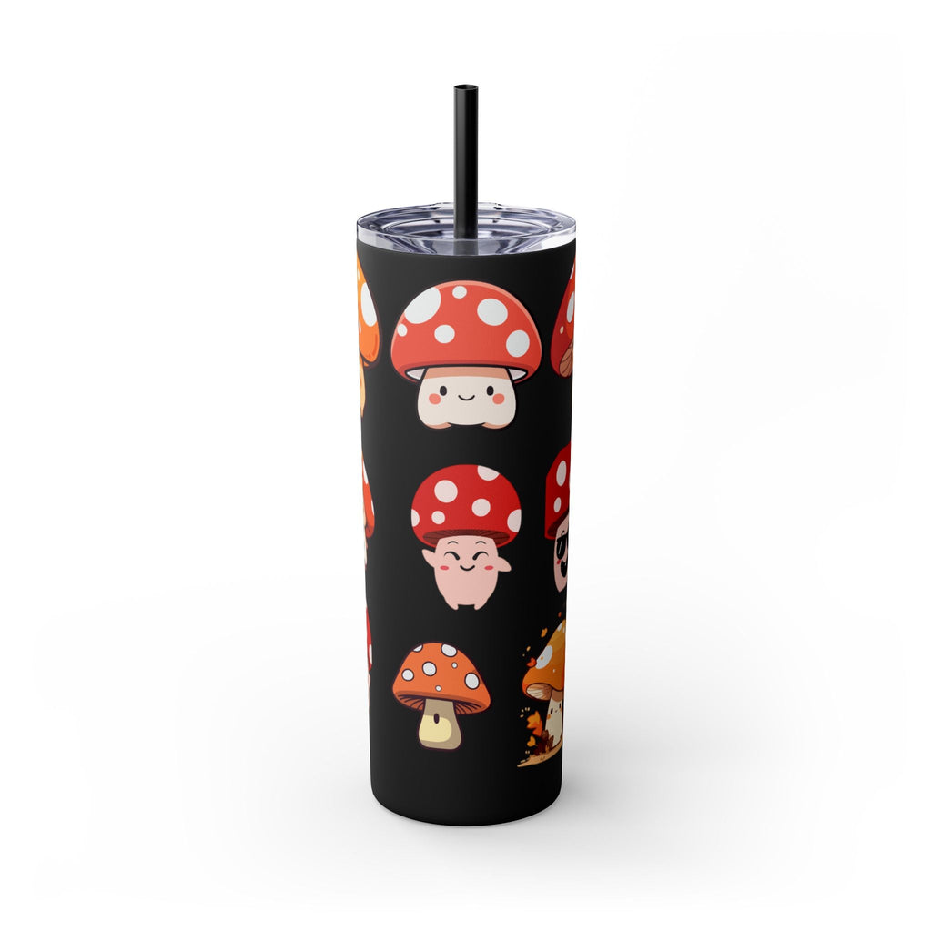 Cute Mushroom Skinny Tumbler with Straw, 20oz - Perfect for Kids and Adults, Eco-Friendly Drinkware, Summer Parties, Game Nights, Gifts for