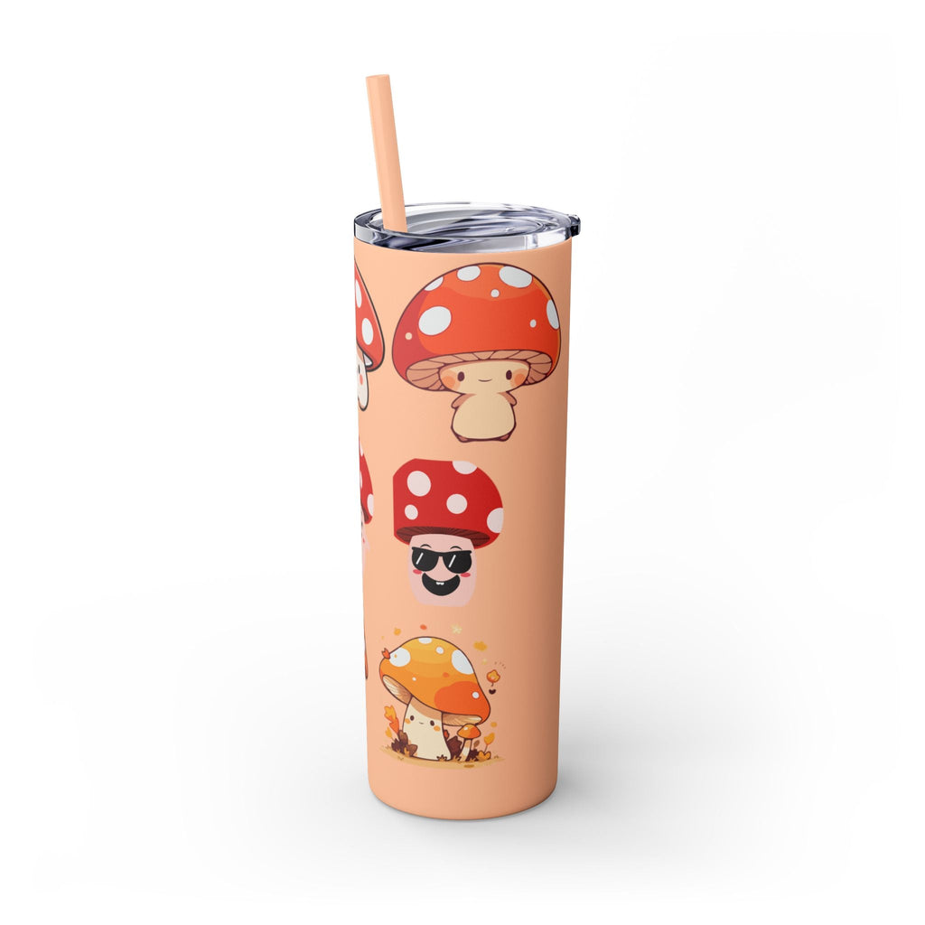Cute Mushroom Skinny Tumbler with Straw, 20oz - Perfect for Kids and Adults, Eco-Friendly Drinkware, Summer Parties, Game Nights, Gifts for
