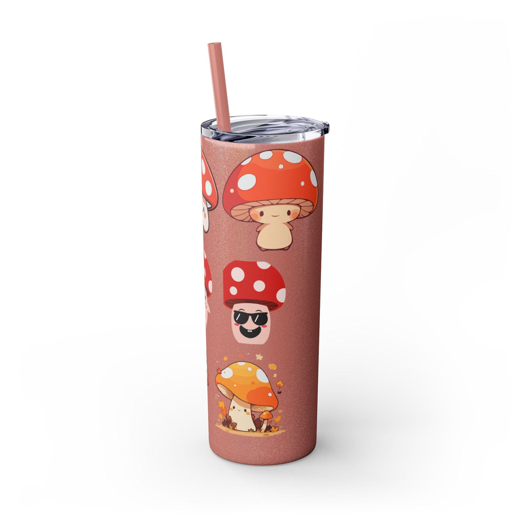Cute Mushroom Skinny Tumbler with Straw, 20oz - Perfect for Kids and Adults, Eco-Friendly Drinkware, Summer Parties, Game Nights, Gifts for