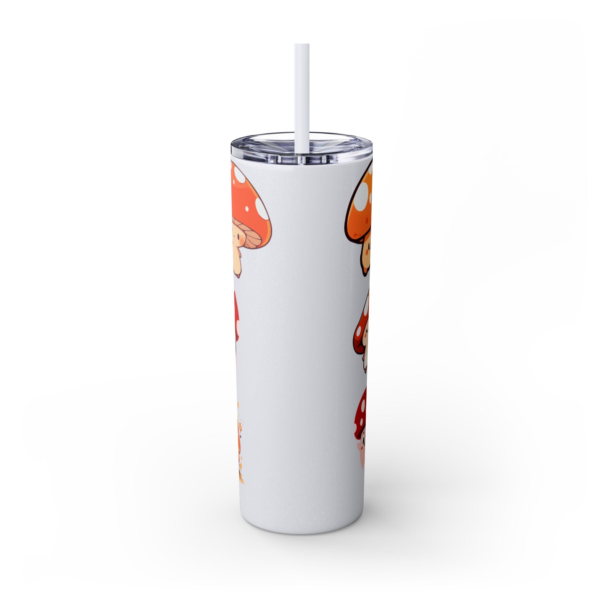 Cute Mushroom Skinny Tumbler with Straw, 20oz - Perfect for Kids and Adults, Eco-Friendly Drinkware, Summer Parties, Game Nights, Gifts for