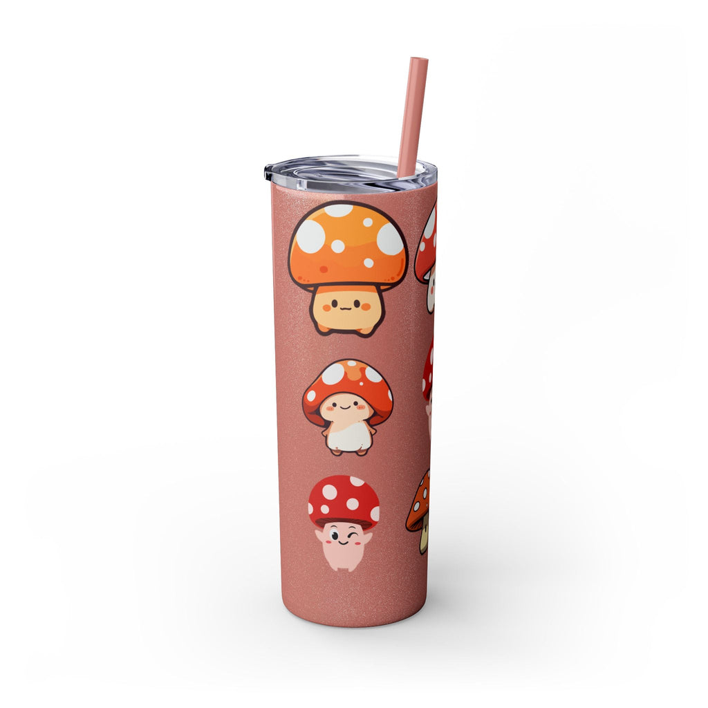 Cute Mushroom Skinny Tumbler with Straw, 20oz - Perfect for Kids and Adults, Eco-Friendly Drinkware, Summer Parties, Game Nights, Gifts for