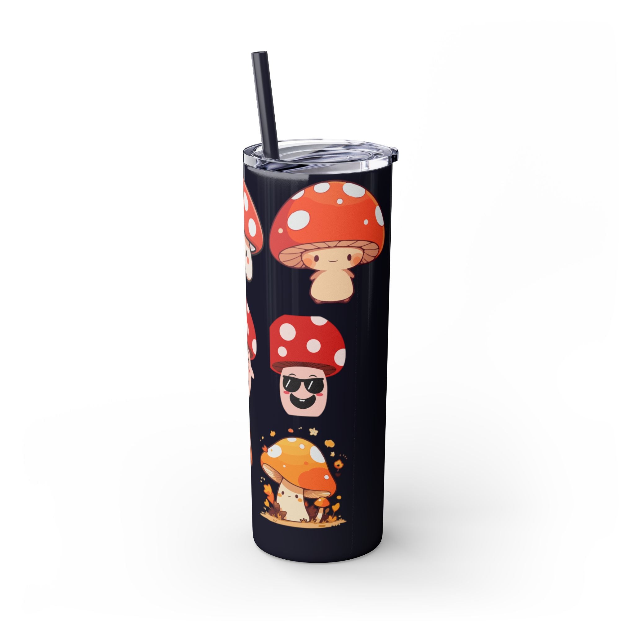 Cute Mushroom Skinny Tumbler with Straw, 20oz - Perfect for Kids and Adults, Eco-Friendly Drinkware, Summer Parties, Game Nights, Gifts for