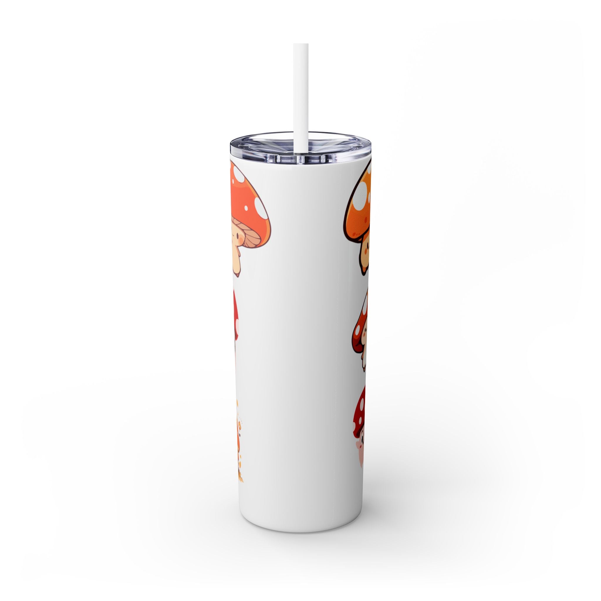 Cute Mushroom Skinny Tumbler with Straw, 20oz - Perfect for Kids and Adults, Eco-Friendly Drinkware, Summer Parties, Game Nights, Gifts for