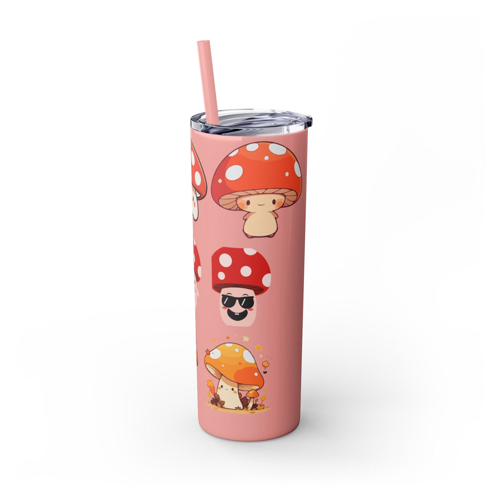 Cute Mushroom Skinny Tumbler with Straw, 20oz - Perfect for Kids and Adults, Eco-Friendly Drinkware, Summer Parties, Game Nights, Gifts for