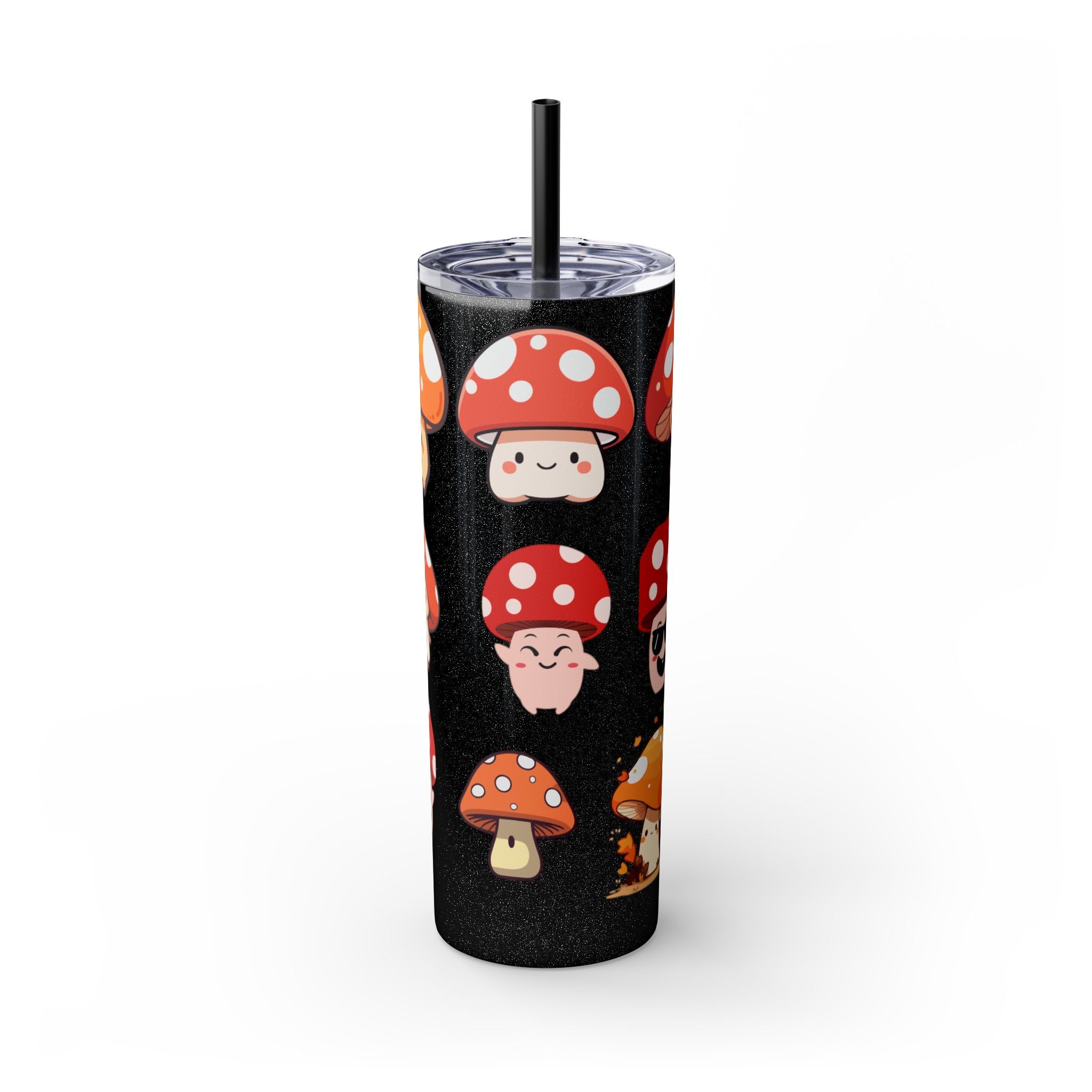 Cute Mushroom Skinny Tumbler with Straw, 20oz - Perfect for Kids and Adults, Eco-Friendly Drinkware, Summer Parties, Game Nights, Gifts for