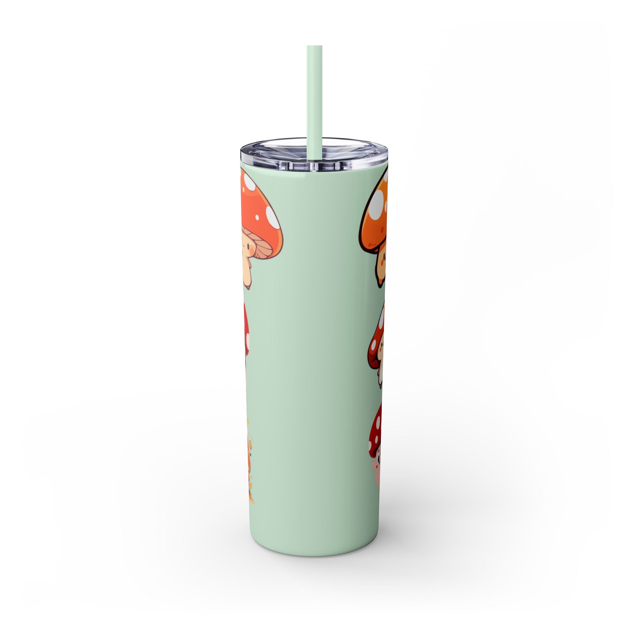 Cute Mushroom Skinny Tumbler with Straw, 20oz - Perfect for Kids and Adults, Eco-Friendly Drinkware, Summer Parties, Game Nights, Gifts for