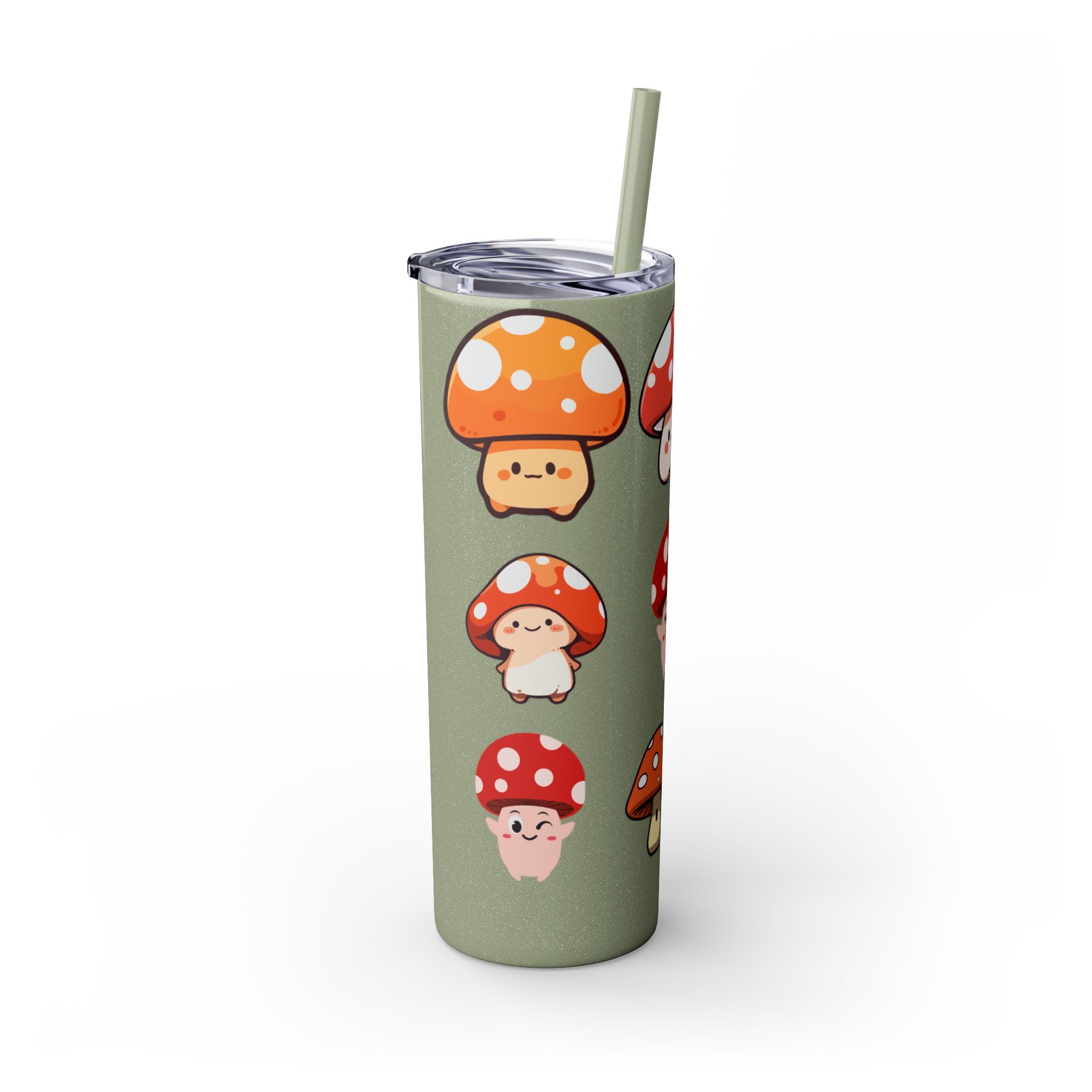 Cute Mushroom Skinny Tumbler with Straw, 20oz - Perfect for Kids and Adults, Eco-Friendly Drinkware, Summer Parties, Game Nights, Gifts for