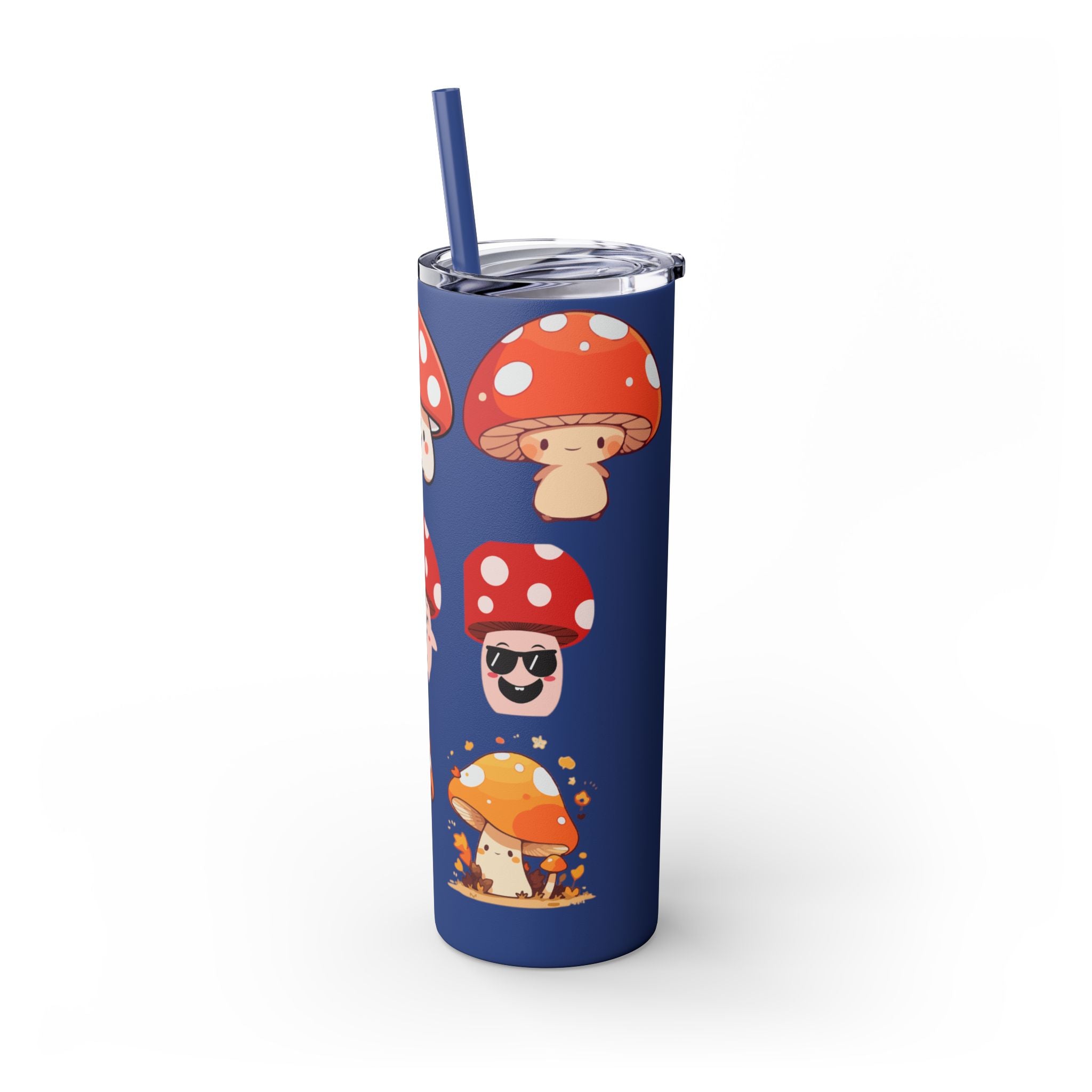 Cute Mushroom Skinny Tumbler with Straw, 20oz - Perfect for Kids and Adults, Eco-Friendly Drinkware, Summer Parties, Game Nights, Gifts for