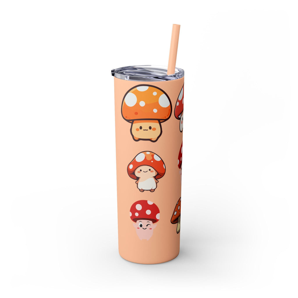 Cute Mushroom Skinny Tumbler with Straw, 20oz - Perfect for Kids and Adults, Eco-Friendly Drinkware, Summer Parties, Game Nights, Gifts for
