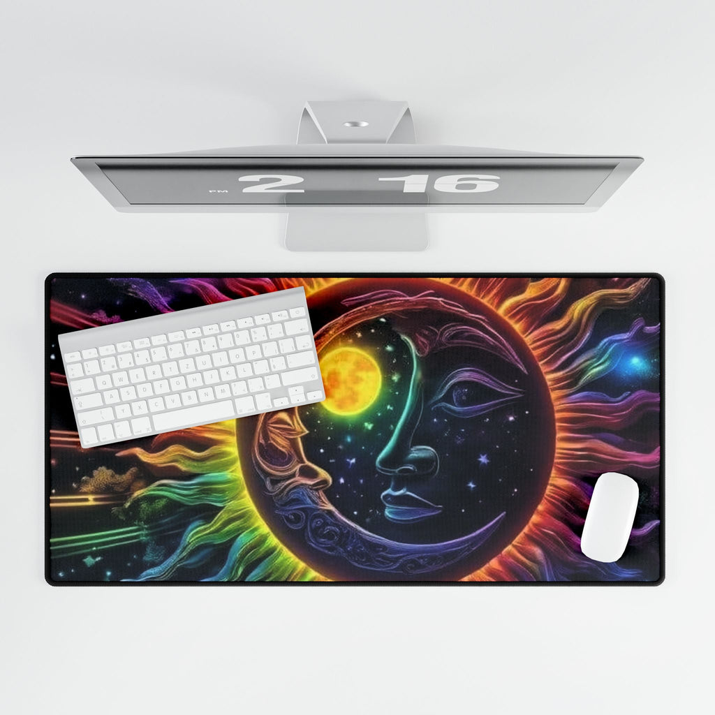 Desk Mats, Celestial Sun and Moon Desk Mat, Office Desk Accessories, Home Office Decor, Sun and Moon Mouse Pad, Celestial Desk Pad