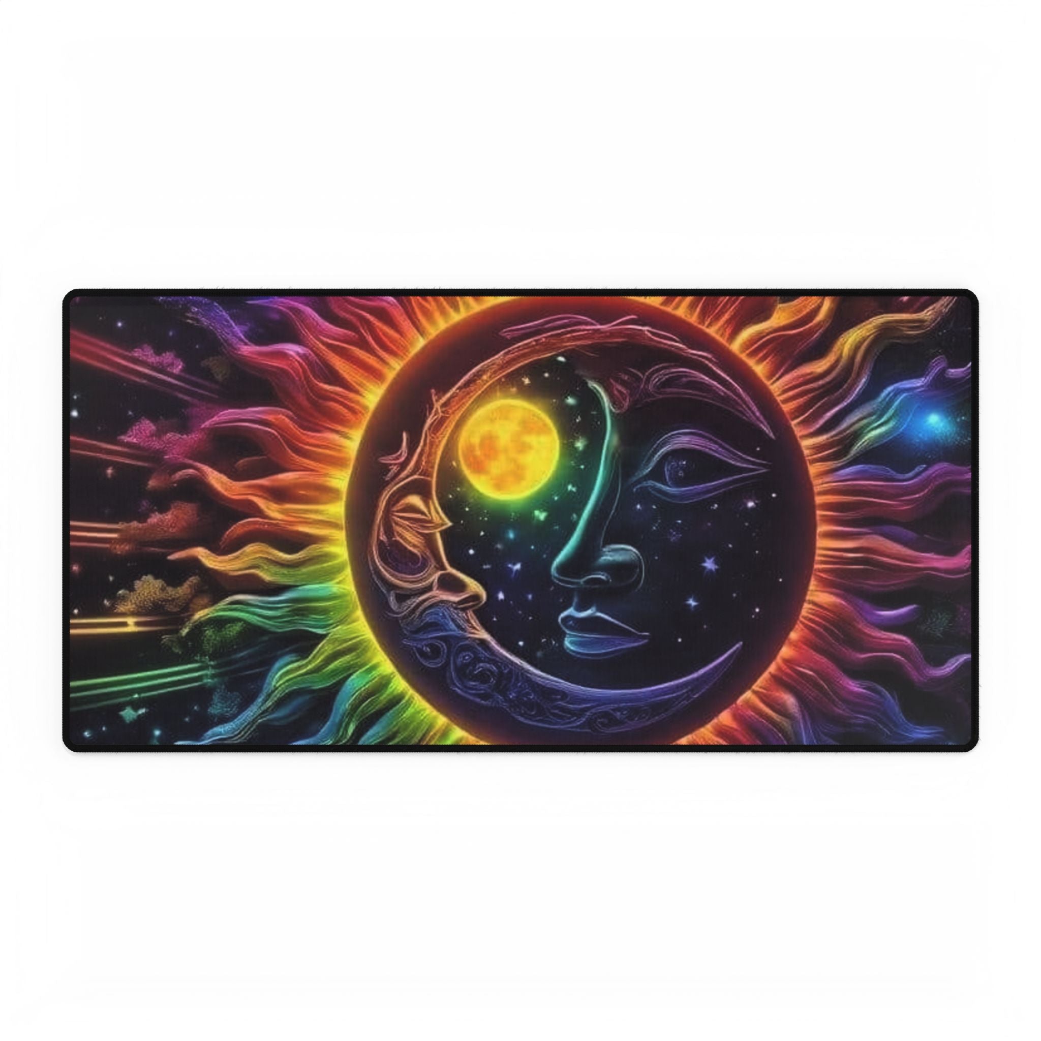 Desk Mats, Celestial Sun and Moon Desk Mat, Office Desk Accessories, Home Office Decor, Sun and Moon Mouse Pad, Celestial Desk Pad