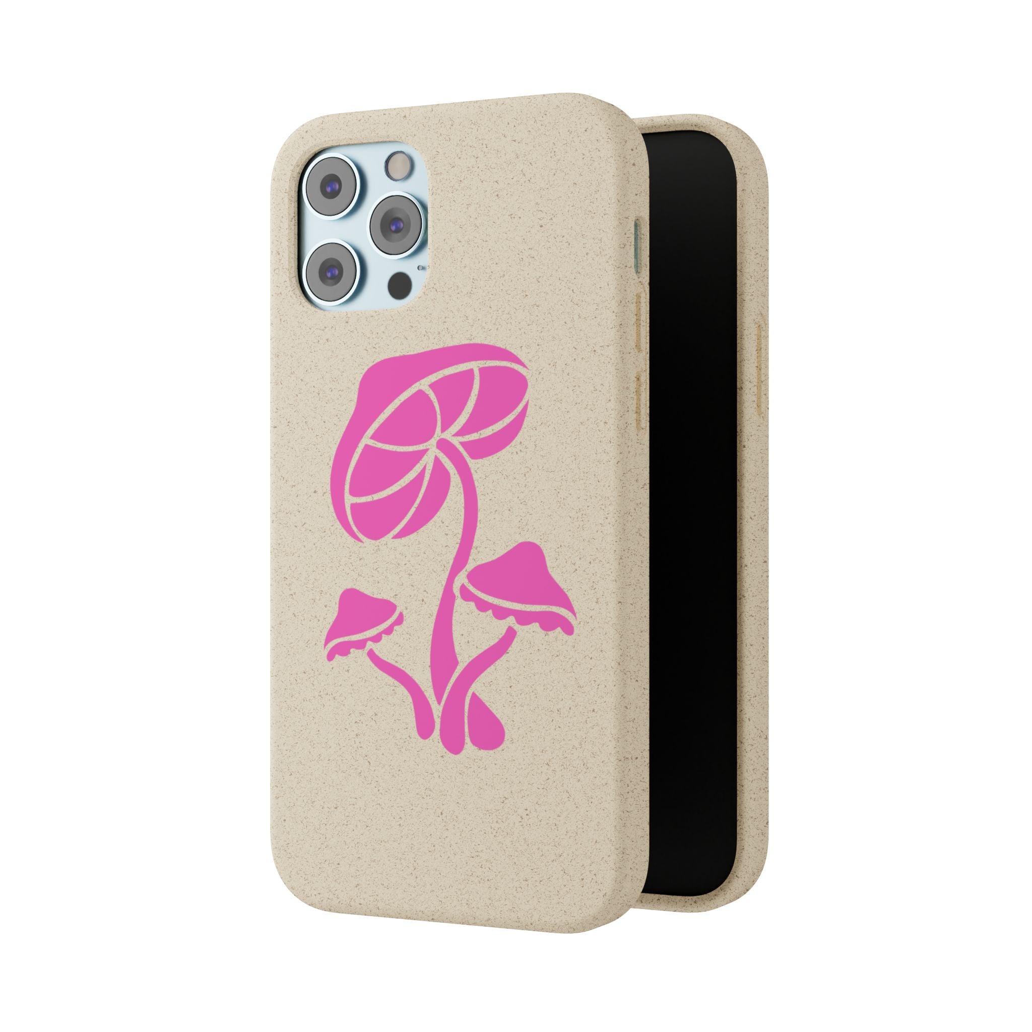 Eco-Friendly Phone Case with Pink Mushroom Design, Biodegradable Phone Cover, Sustainable Gift for Nature Lovers, Earth Day Gift, Cute Phone