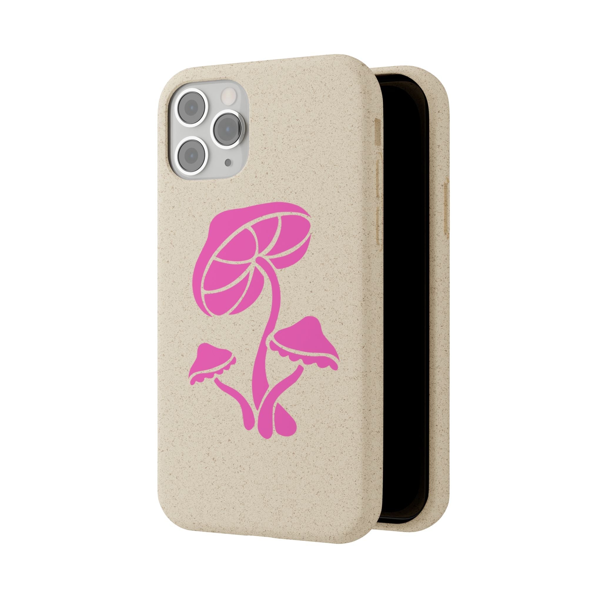 Eco-Friendly Phone Case with Pink Mushroom Design, Biodegradable Phone Cover, Sustainable Gift for Nature Lovers, Earth Day Gift, Cute Phone