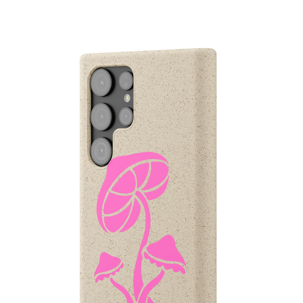 Eco-Friendly Phone Case with Pink Mushroom Design, Biodegradable Phone Cover, Sustainable Gift for Nature Lovers, Earth Day Gift, Cute Phone