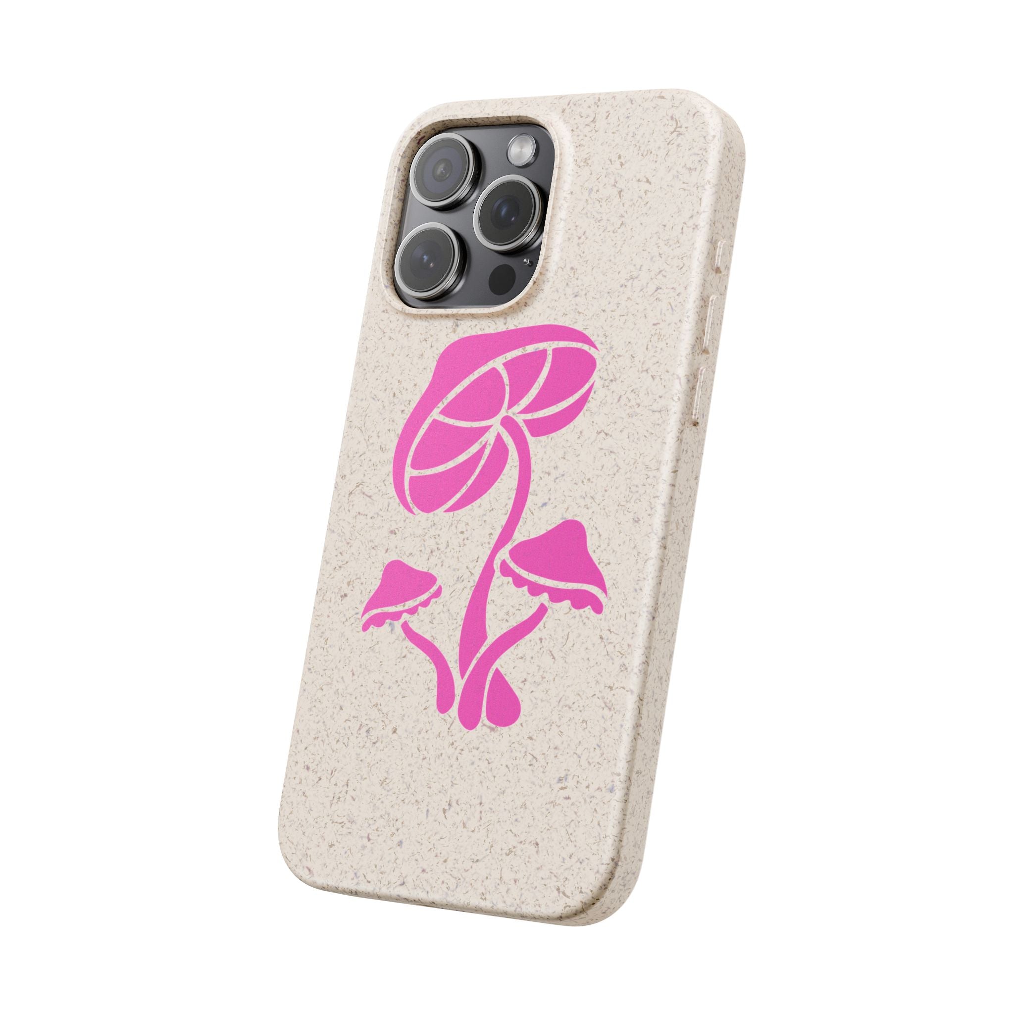 Eco-Friendly Phone Case with Pink Mushroom Design, Biodegradable Phone Cover, Sustainable Gift for Nature Lovers, Earth Day Gift, Cute Phone