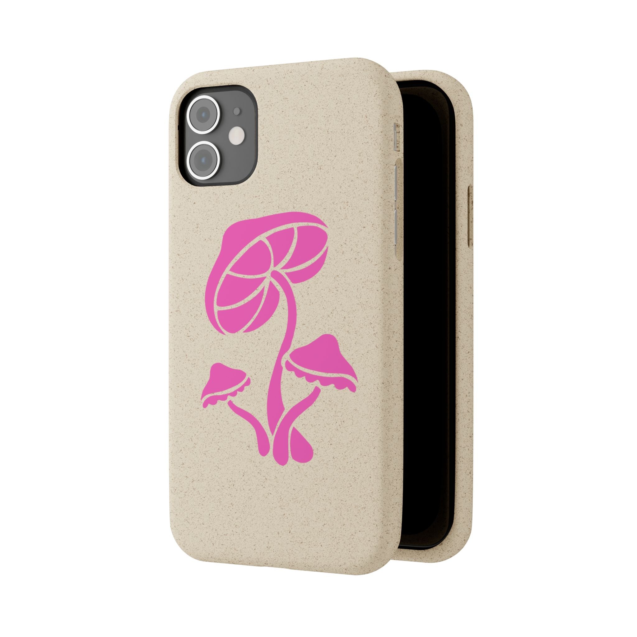 Eco-Friendly Phone Case with Pink Mushroom Design, Biodegradable Phone Cover, Sustainable Gift for Nature Lovers, Earth Day Gift, Cute Phone