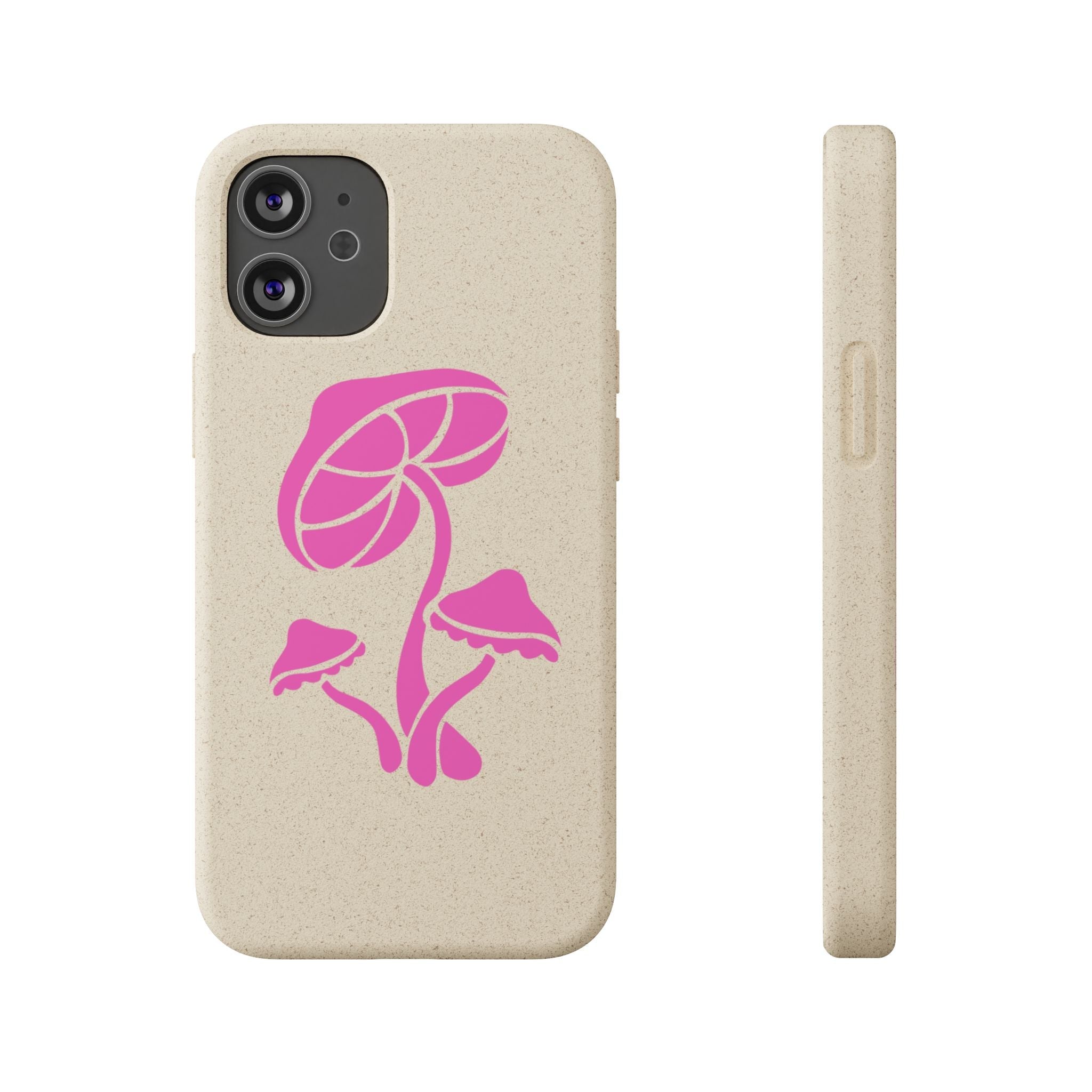 Eco-Friendly Phone Case with Pink Mushroom Design, Biodegradable Phone Cover, Sustainable Gift for Nature Lovers, Earth Day Gift, Cute Phone