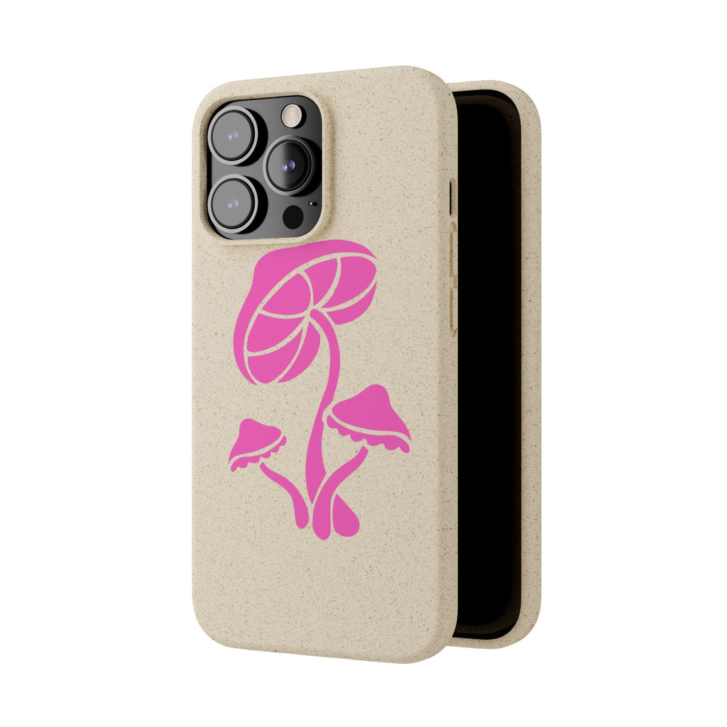 Eco-Friendly Phone Case with Pink Mushroom Design, Biodegradable Phone Cover, Sustainable Gift for Nature Lovers, Earth Day Gift, Cute Phone