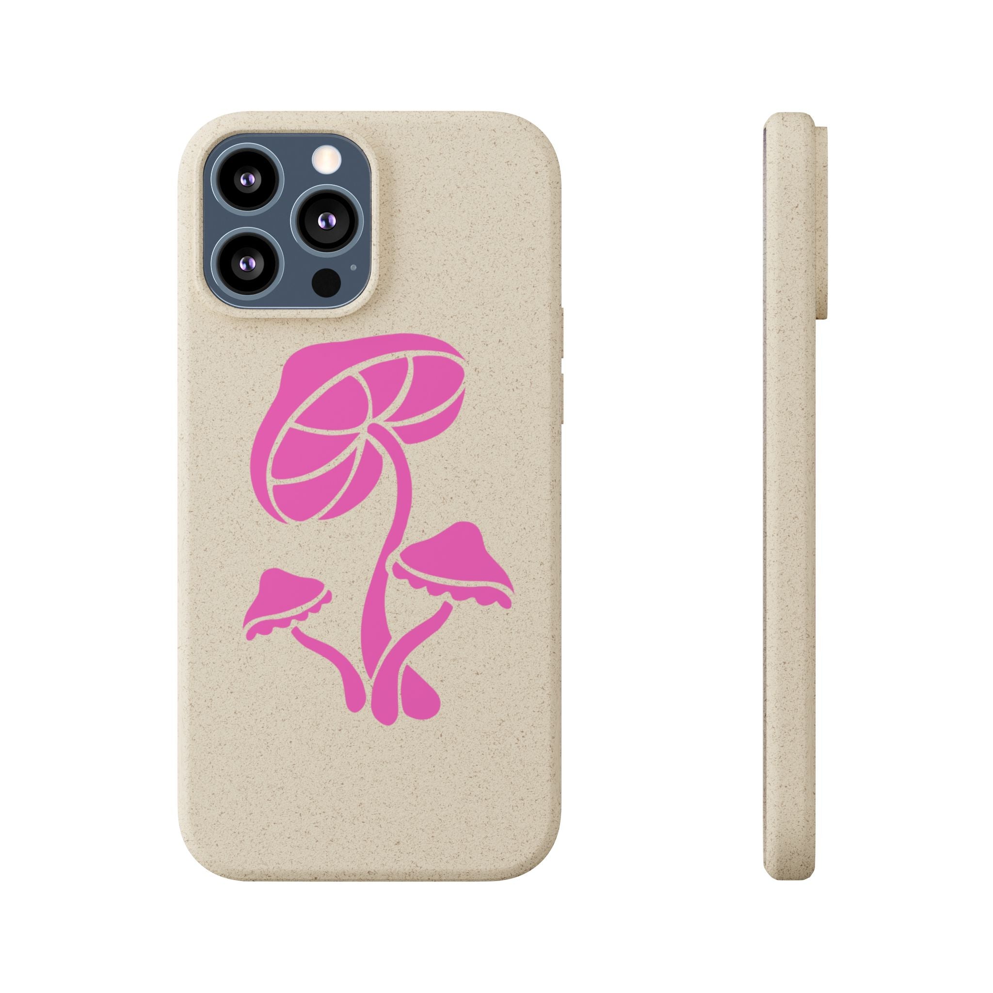 Eco-Friendly Phone Case with Pink Mushroom Design, Biodegradable Phone Cover, Sustainable Gift for Nature Lovers, Earth Day Gift, Cute Phone