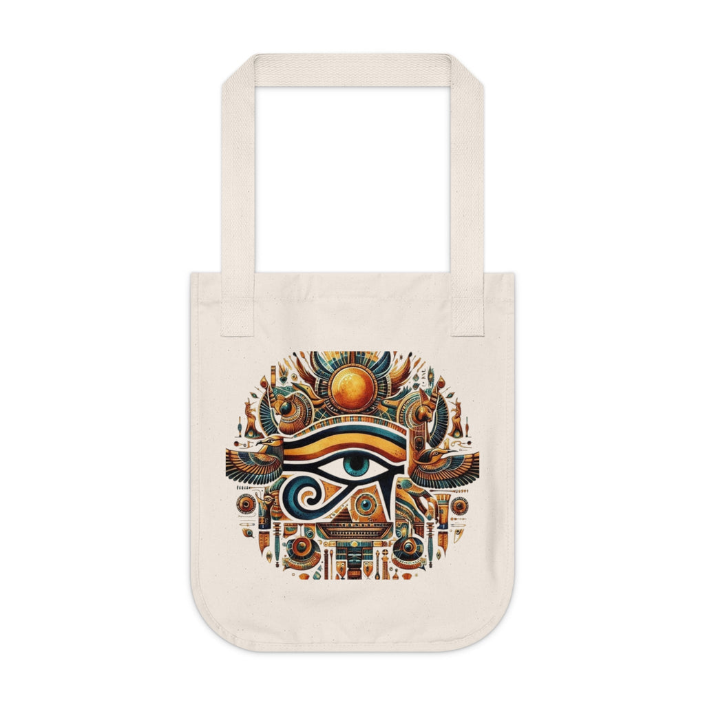 Egyptian Eye Organic Canvas Tote Bag - Boho Shopping Bag, Eco-Friendly Gift, Travel Tote, Beach Bag, Reusable Grocery Bag