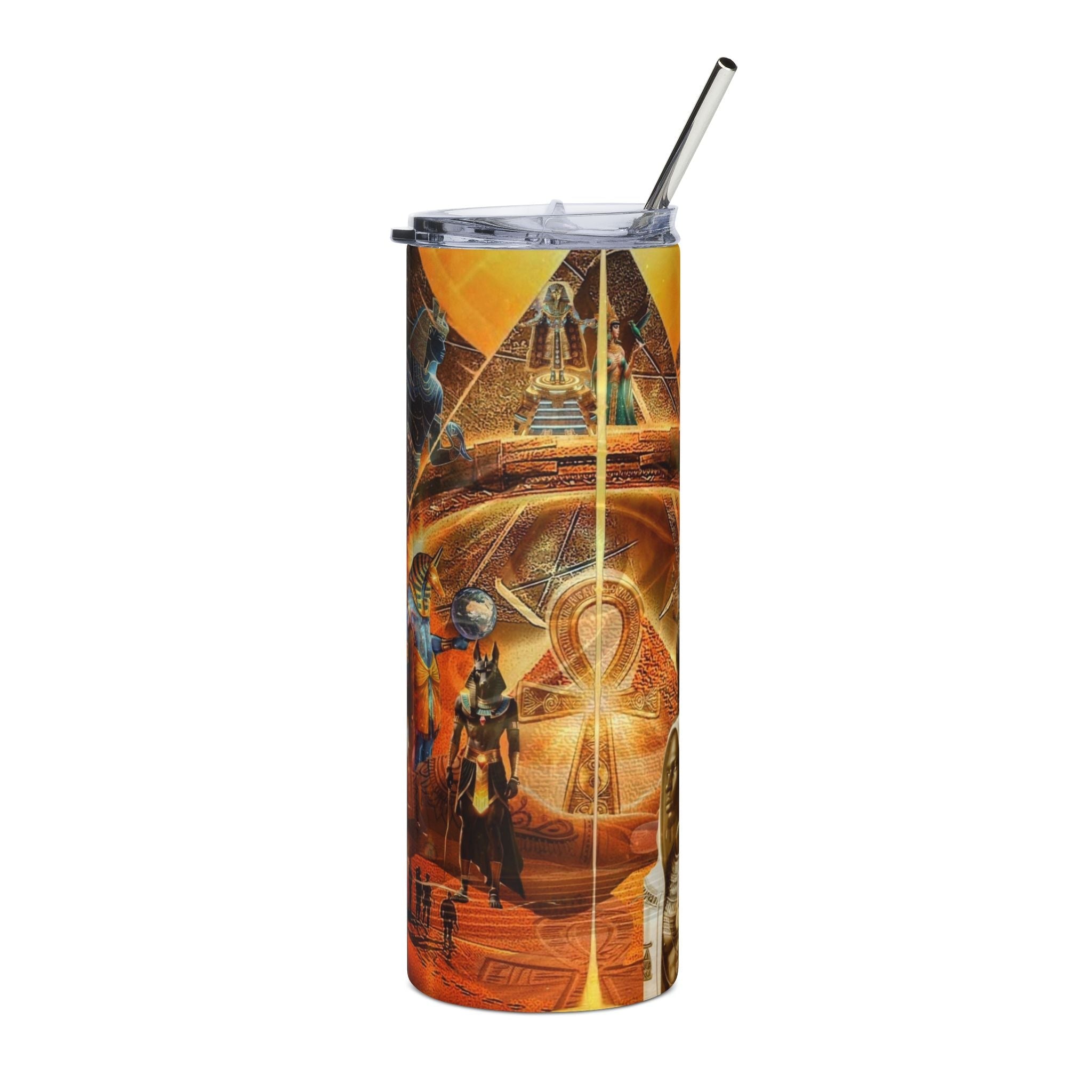 Egyptian-Inspired Stainless Steel Tumbler, 20oz - Travel Mug, Water Bottle, Gift for History Lovers, Unique Art Design, Stylish Drinkware