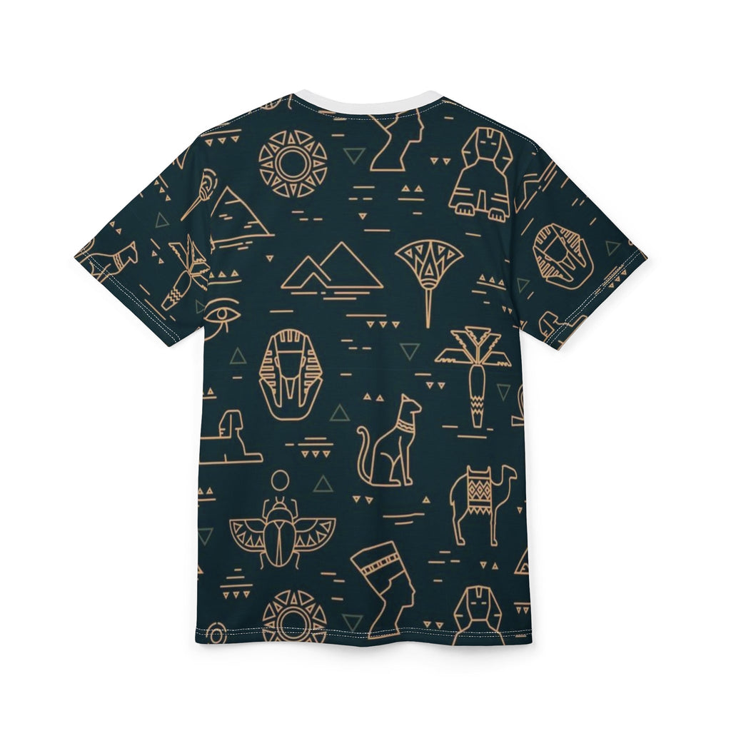 Egyptian-Inspired Unisex Tee - Unique Cut & Sew Design featuring Hieroglyphic Motifs