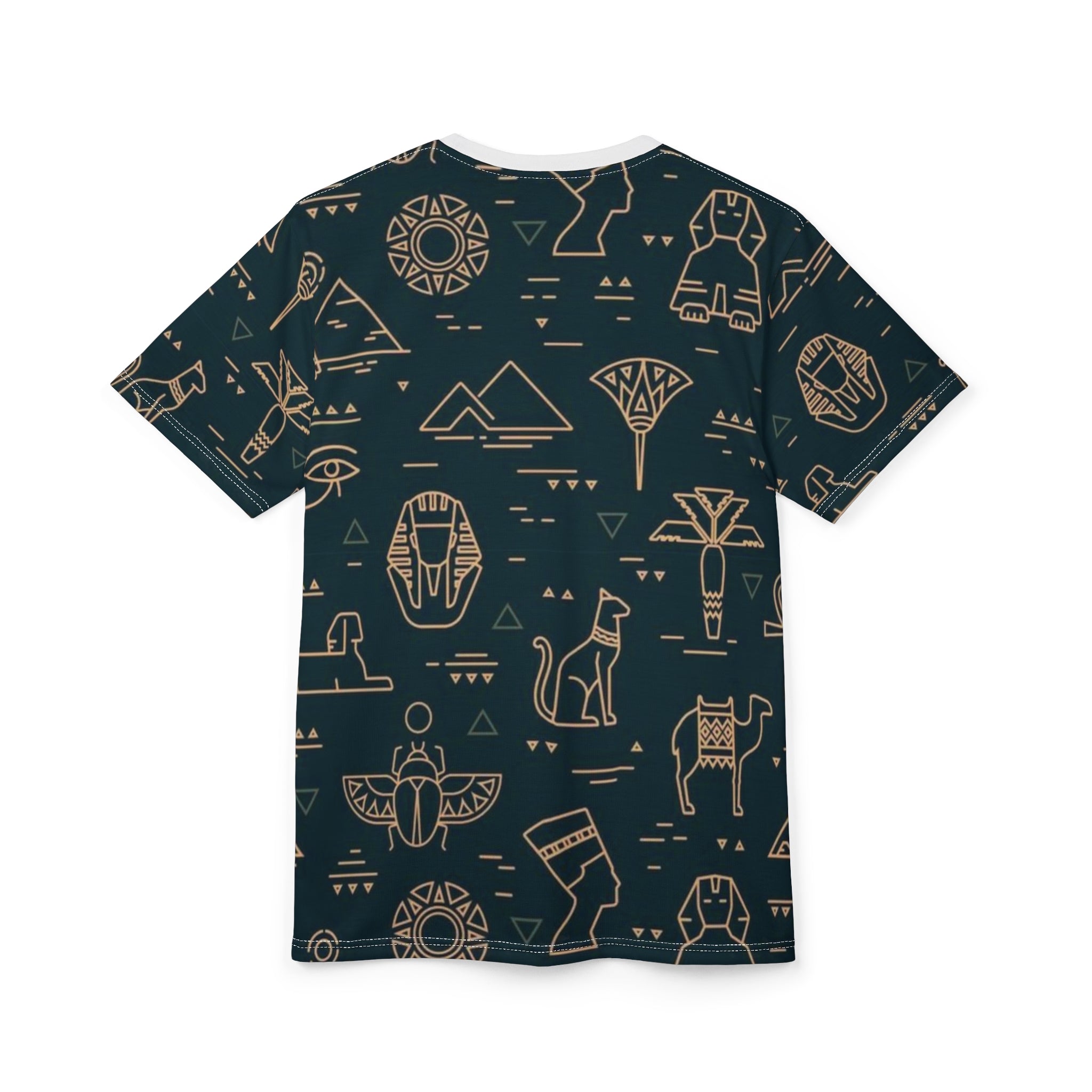Egyptian-Inspired Unisex Tee - Unique Cut & Sew Design featuring Hieroglyphic Motifs