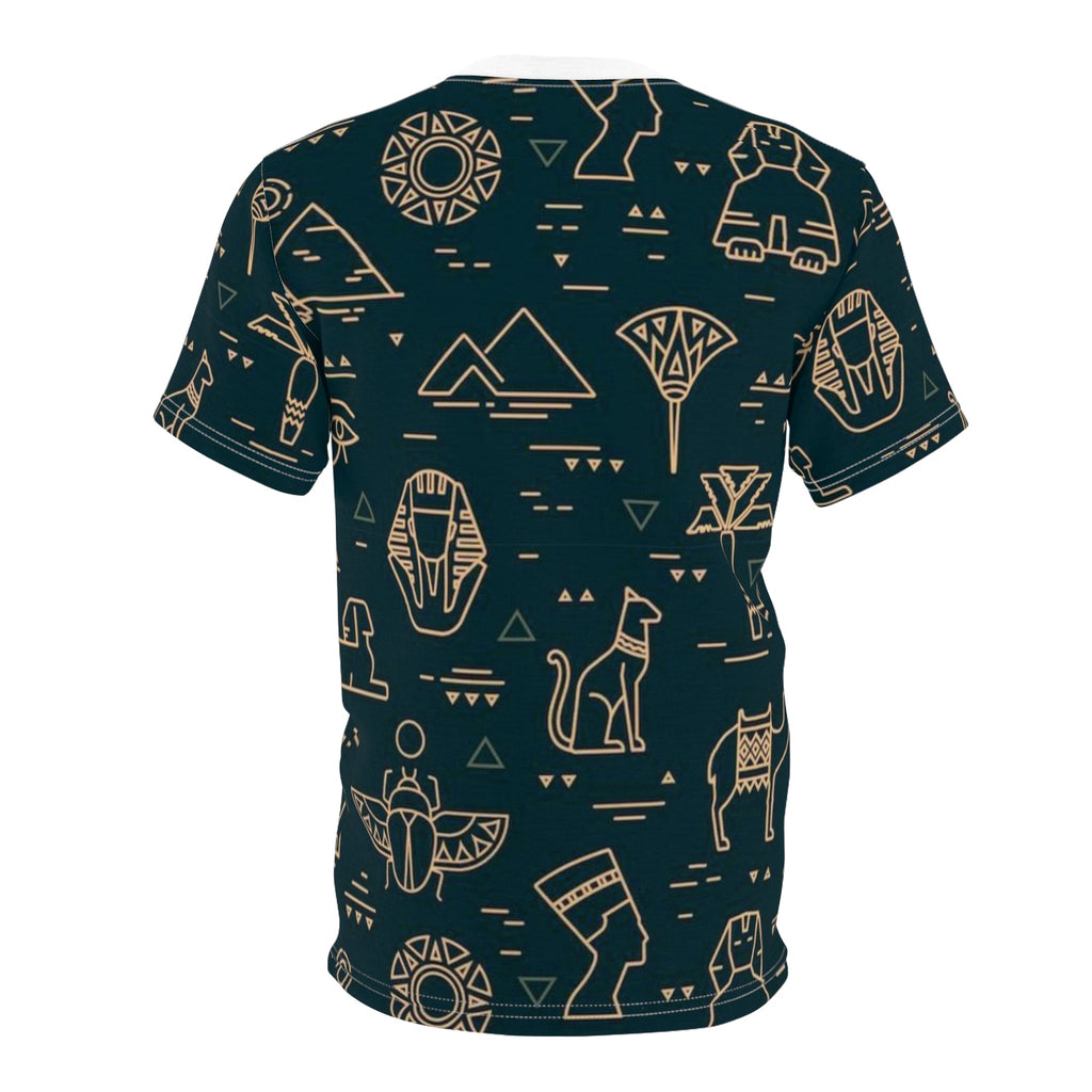 Egyptian-Inspired Unisex Tee - Unique Cut & Sew Design featuring Hieroglyphic Motifs