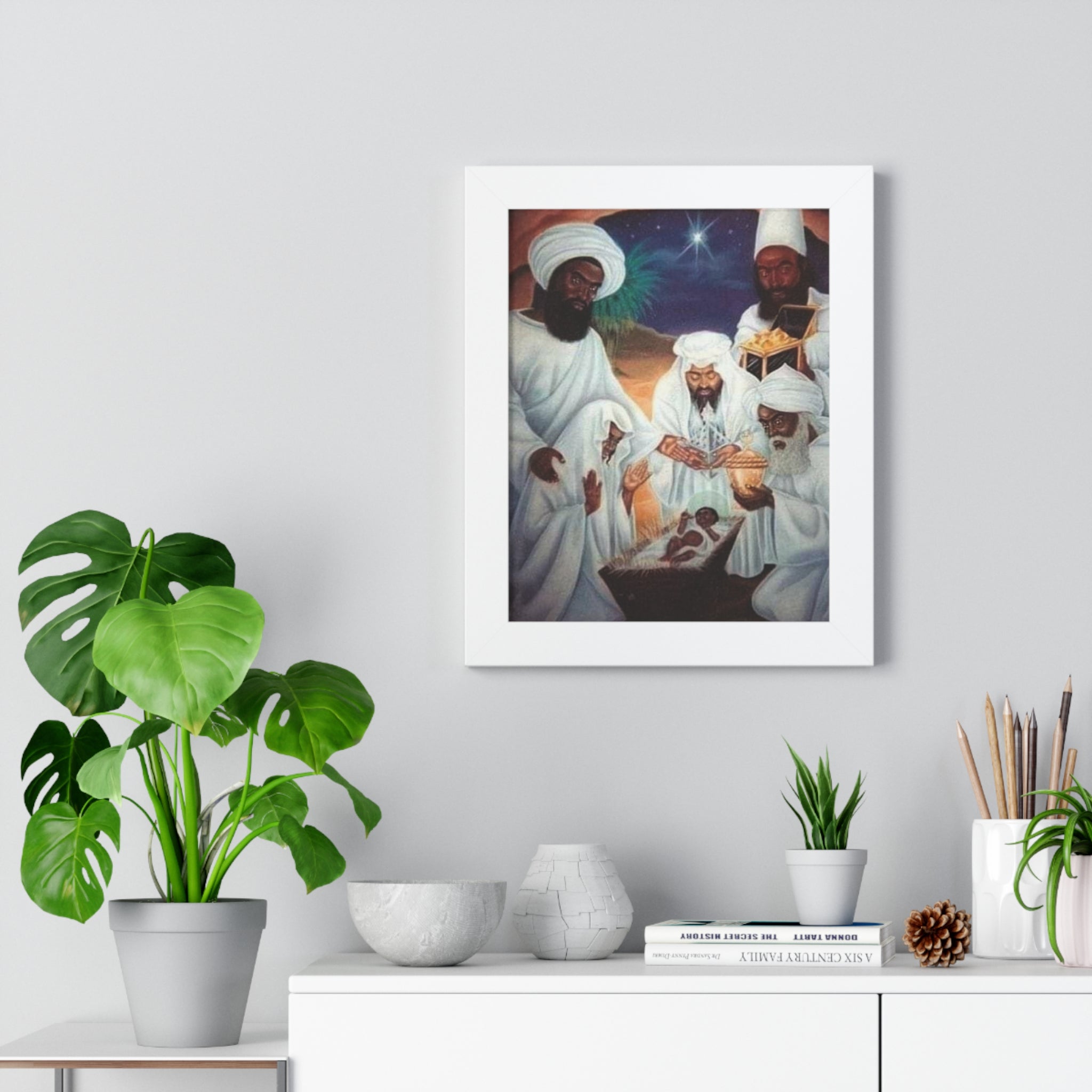 Ethnic Framed Vertical Poster, Spiritual Art, Christmas Decoration, Home Decor, Cultural Gift, Inspirational Wall Art