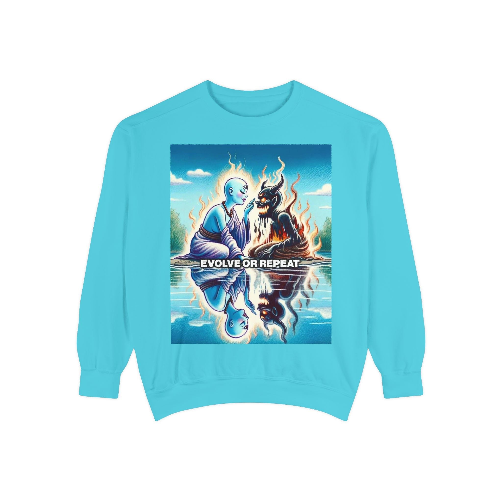 Evolve or Repeat Sweatshirt - Unisex Garment-Dyed Apparel for Growth and Transformation
