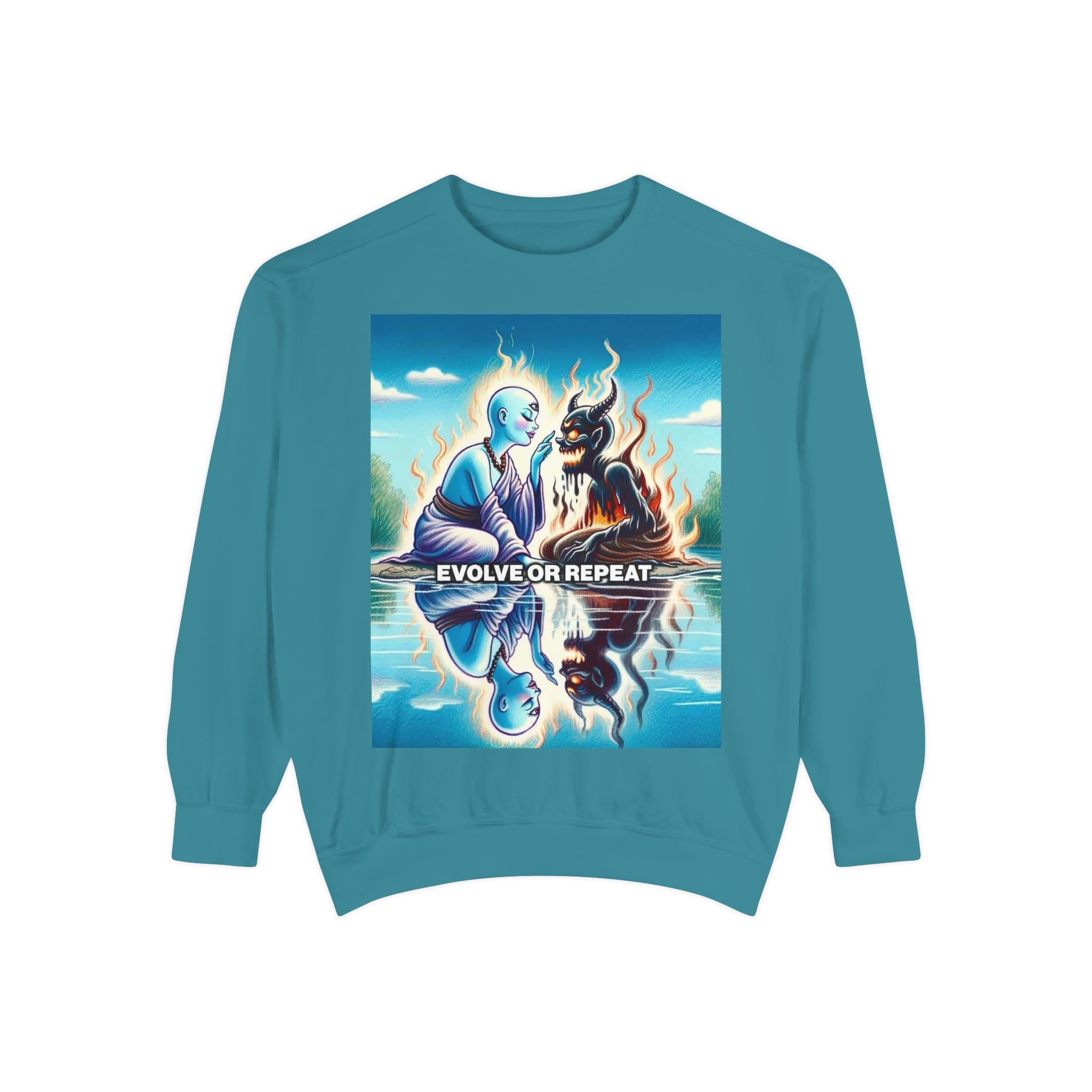 Evolve or Repeat Sweatshirt - Unisex Garment-Dyed Apparel for Growth and Transformation