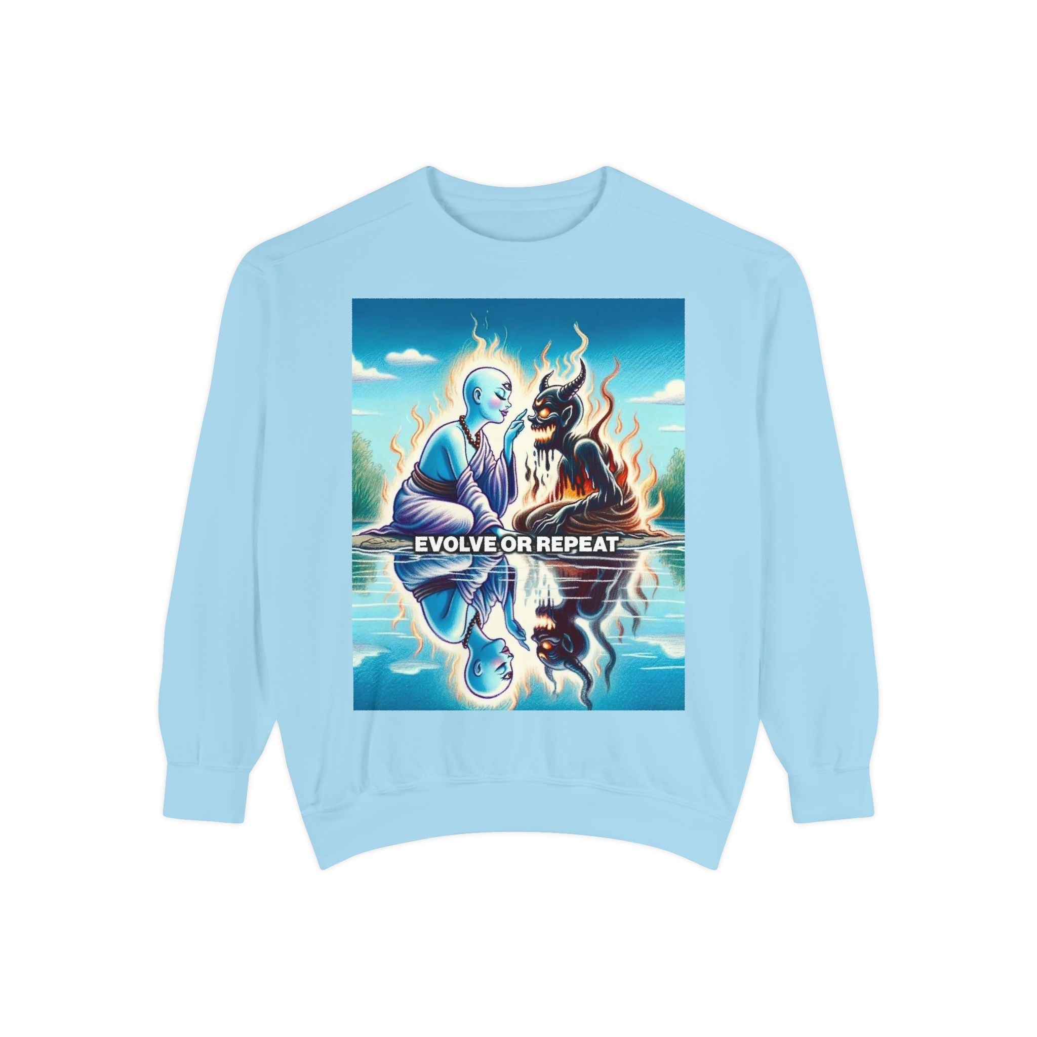 Evolve or Repeat Sweatshirt - Unisex Garment-Dyed Apparel for Growth and Transformation