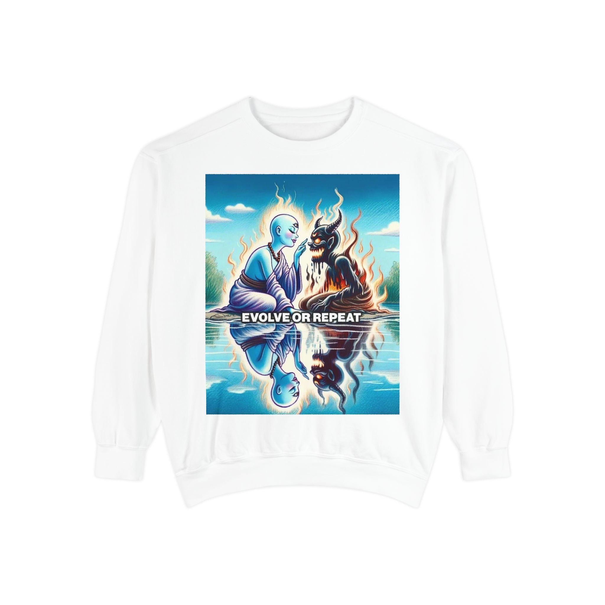 Evolve or Repeat Sweatshirt - Unisex Garment-Dyed Apparel for Growth and Transformation