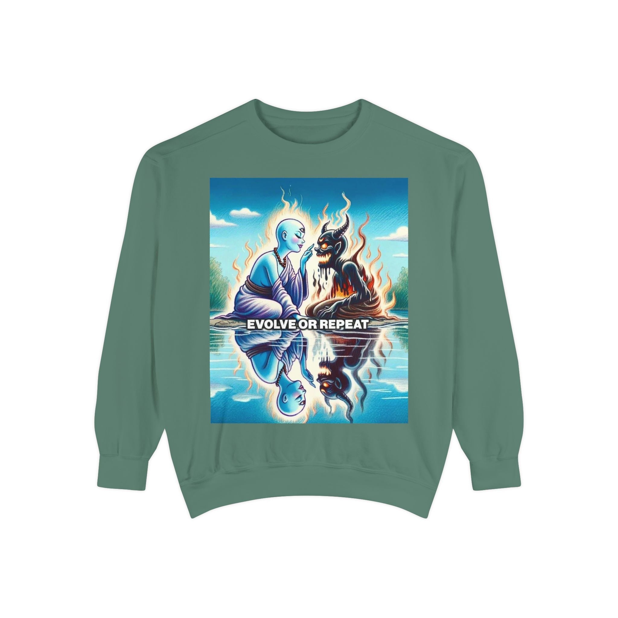 Evolve or Repeat Sweatshirt - Unisex Garment-Dyed Apparel for Growth and Transformation