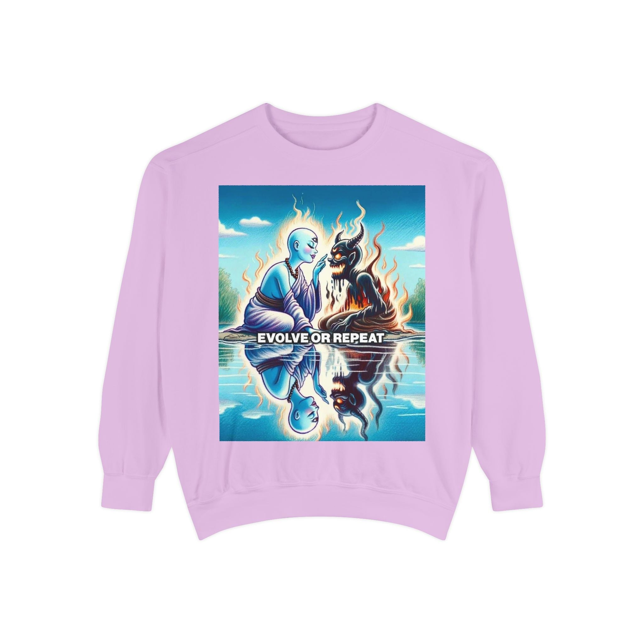 Evolve or Repeat Sweatshirt - Unisex Garment-Dyed Apparel for Growth and Transformation