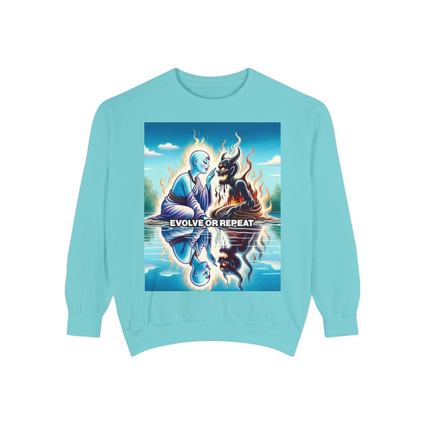 Evolve or Repeat Sweatshirt - Unisex Garment-Dyed Apparel for Growth and Transformation