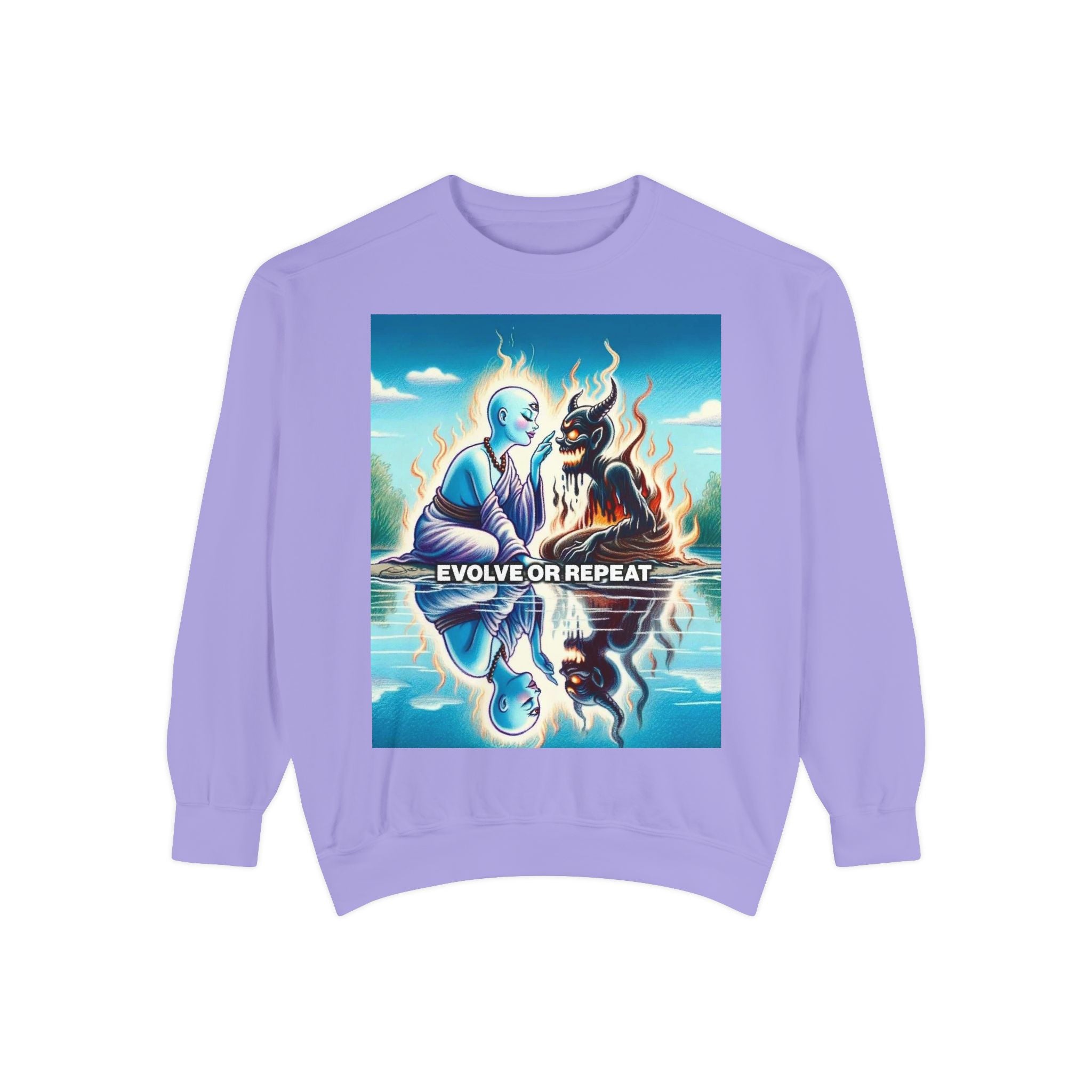 Evolve or Repeat Sweatshirt - Unisex Garment-Dyed Apparel for Growth and Transformation