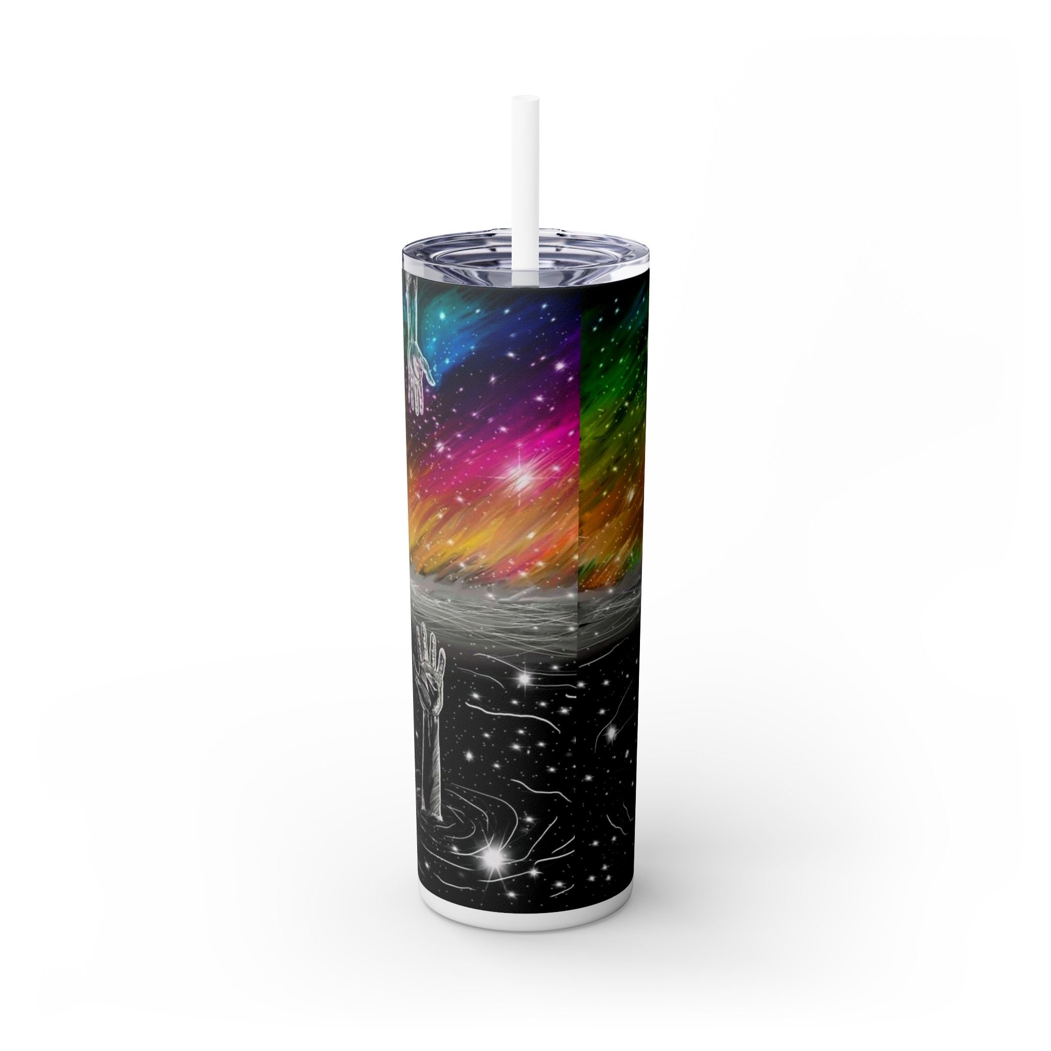 Galactic Inspiration Skinny Tumbler, Cosmic Drinkware for Space Lovers, 20oz Tumbler with Straw, Unique Gift, Science-Themed Cup, Astronomy