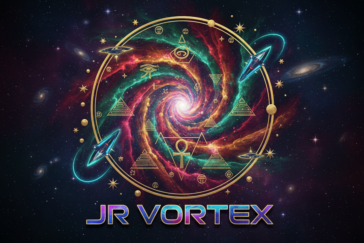 Make a christmas galaxy swirl aliens Egyptian JR Vortex logo 
