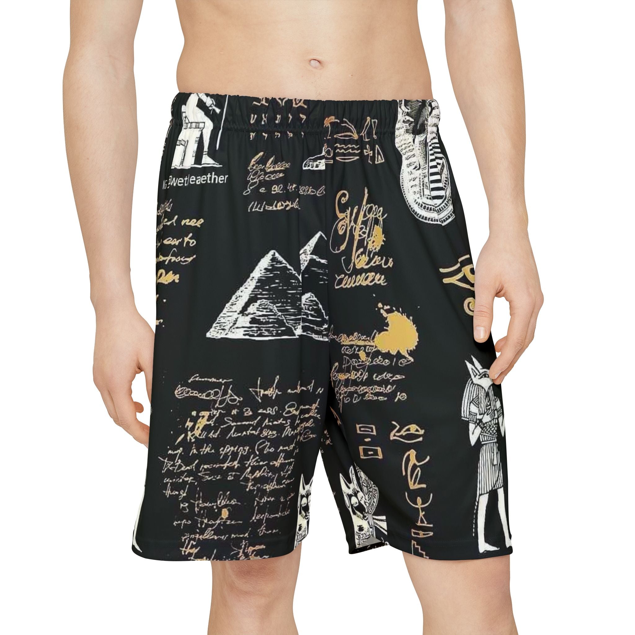 Men's Egyptian Hieroglyph Sports Shorts - Stylish Athletic Wear for Exercise & Leisure