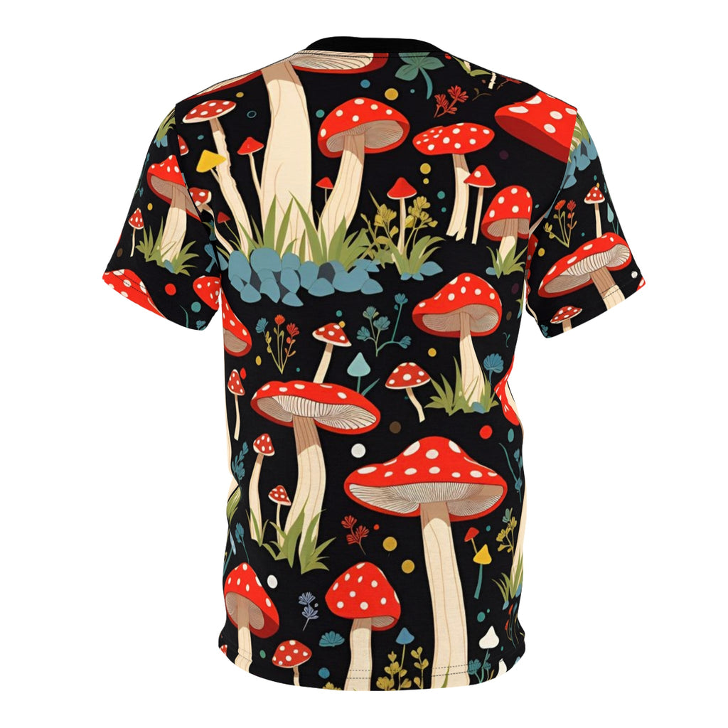 Mushroom Garden AOP Tee - Nature Lover's Unisex Tee, Stylish Gift for Nature Enthusiasts, Fall Fashion, Outdoor Adventures, Bohemian Style