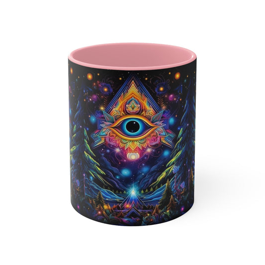 Mystical Boho Coffee Mug, Unique Coffee Mug, Psychedelic Mug Gift, Eye Design Mug, Yoga Lover Mug, Spiritual Decor Mug