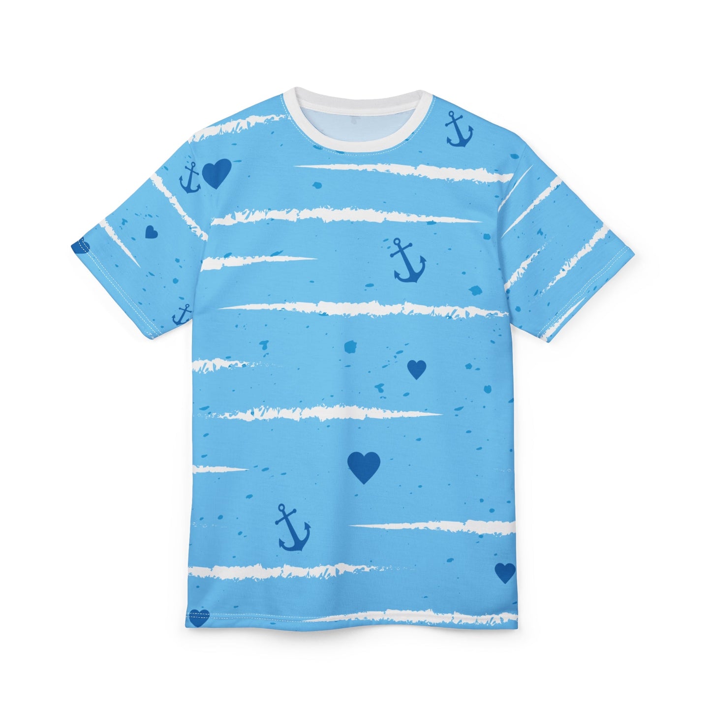 Nautical Heart Unisex Tee - Summer Style with Anchors and Hearts