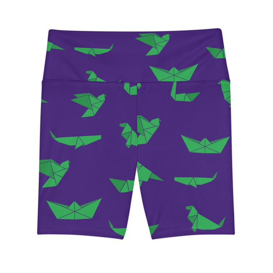 Origami-Inspired Women's Workout Shorts | Fun & Colorful Activewear for Summer Fitness
