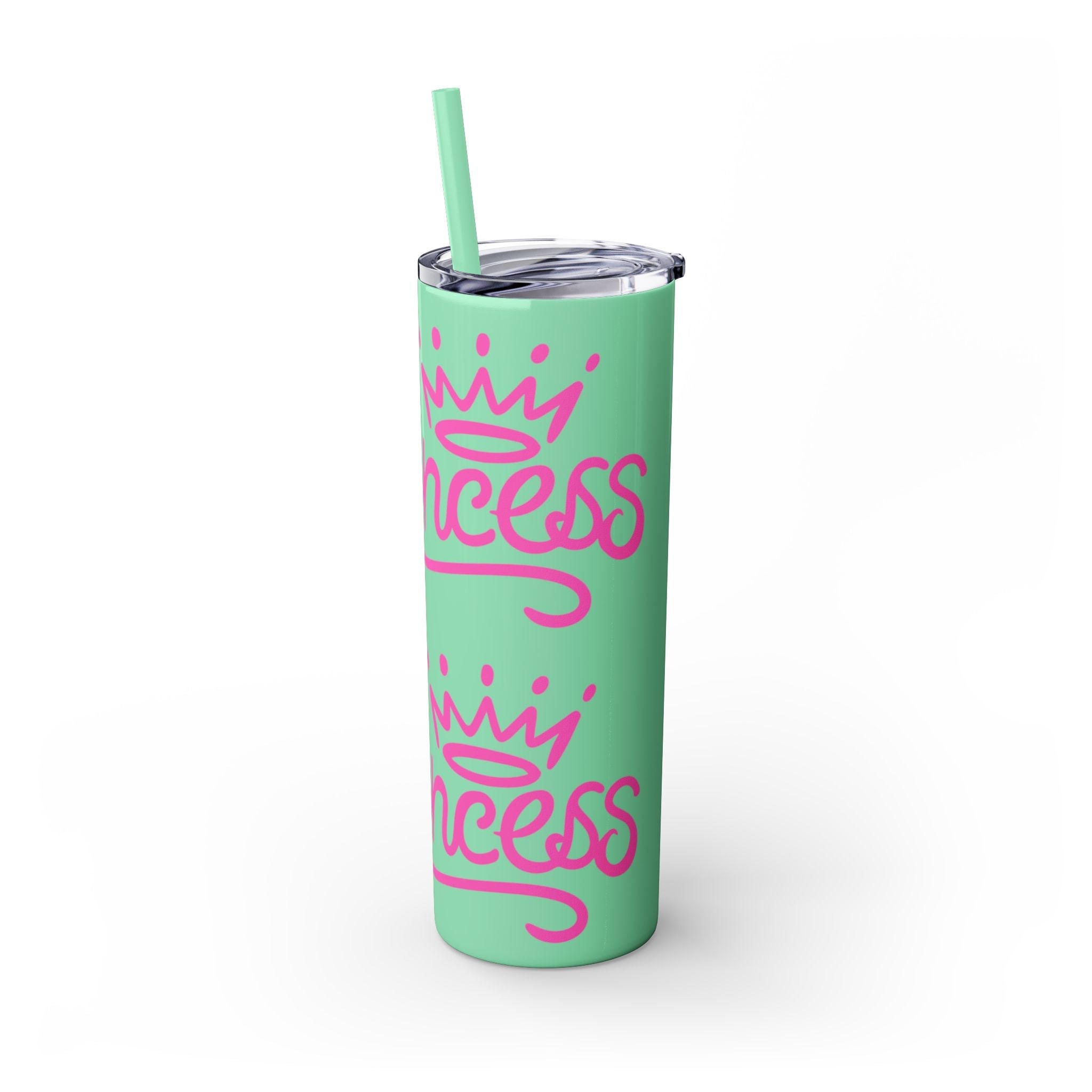 Personalized Skinny Tumbler with Straw, Cute Princess Design, Travel Cup, Gift for Her, Birthday Party Favor, Summer Vibes, Toddler Approved