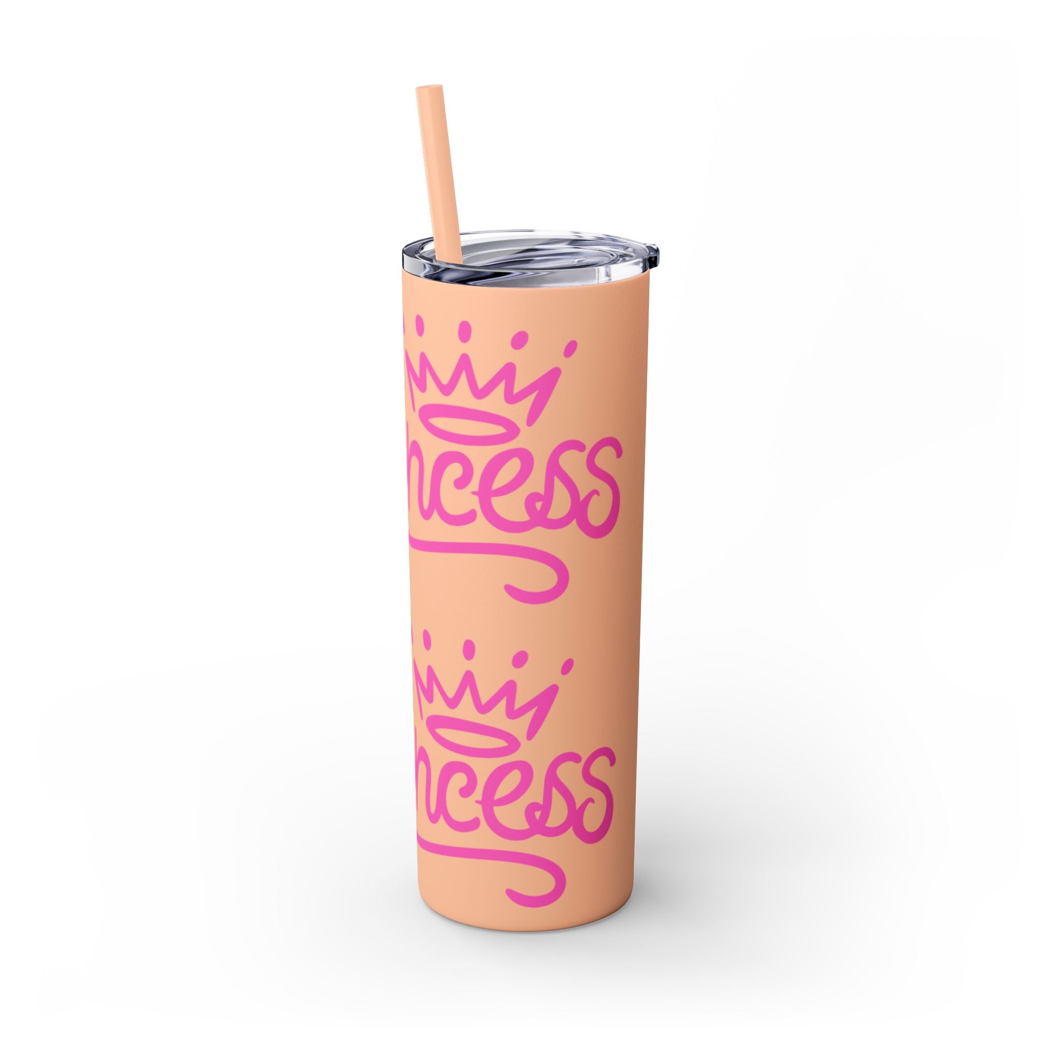 Personalized Skinny Tumbler with Straw, Cute Princess Design, Travel Cup, Gift for Her, Birthday Party Favor, Summer Vibes, Toddler Approved