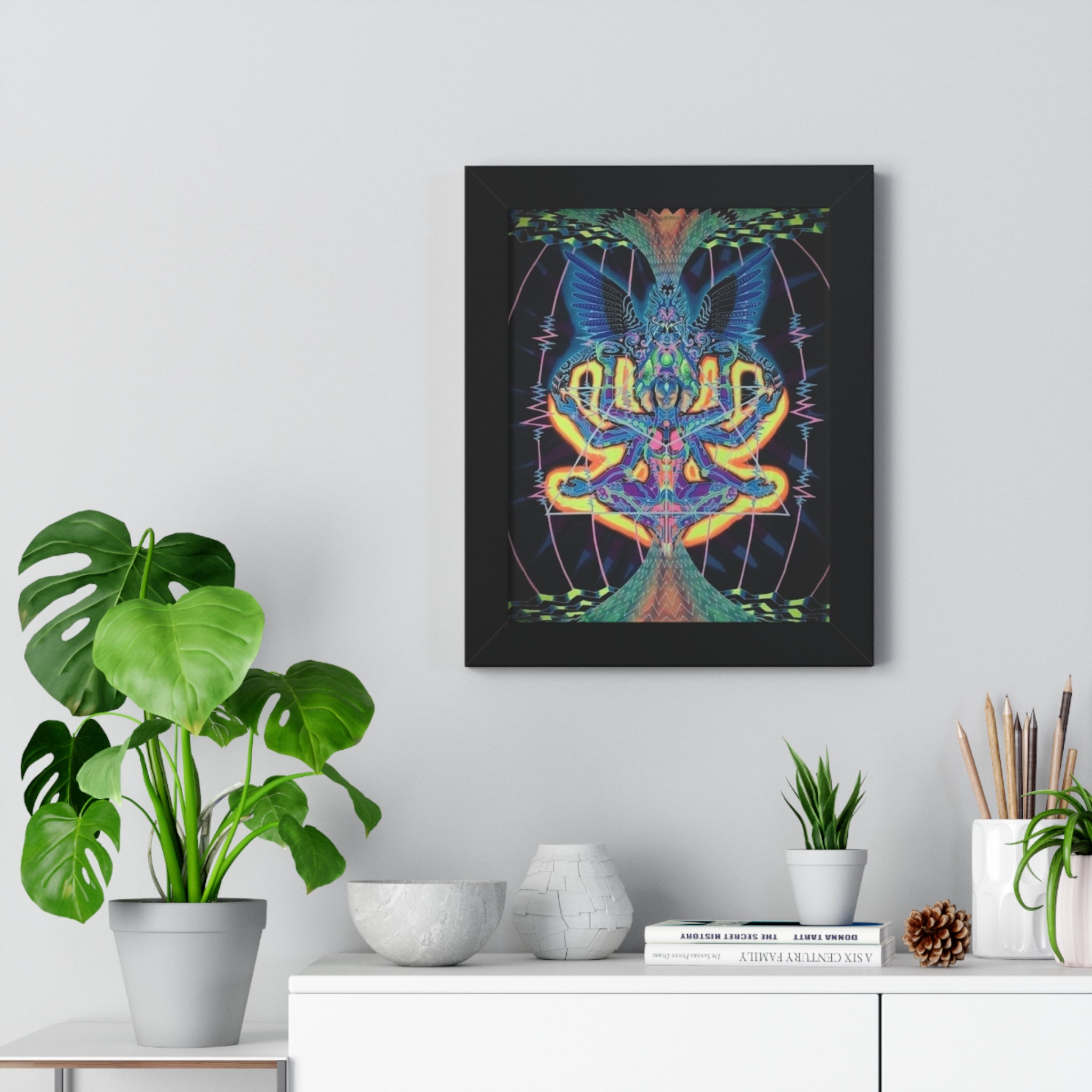 Psychedelic Framed Vertical Poster - Vibrant Art for Mindful Spaces