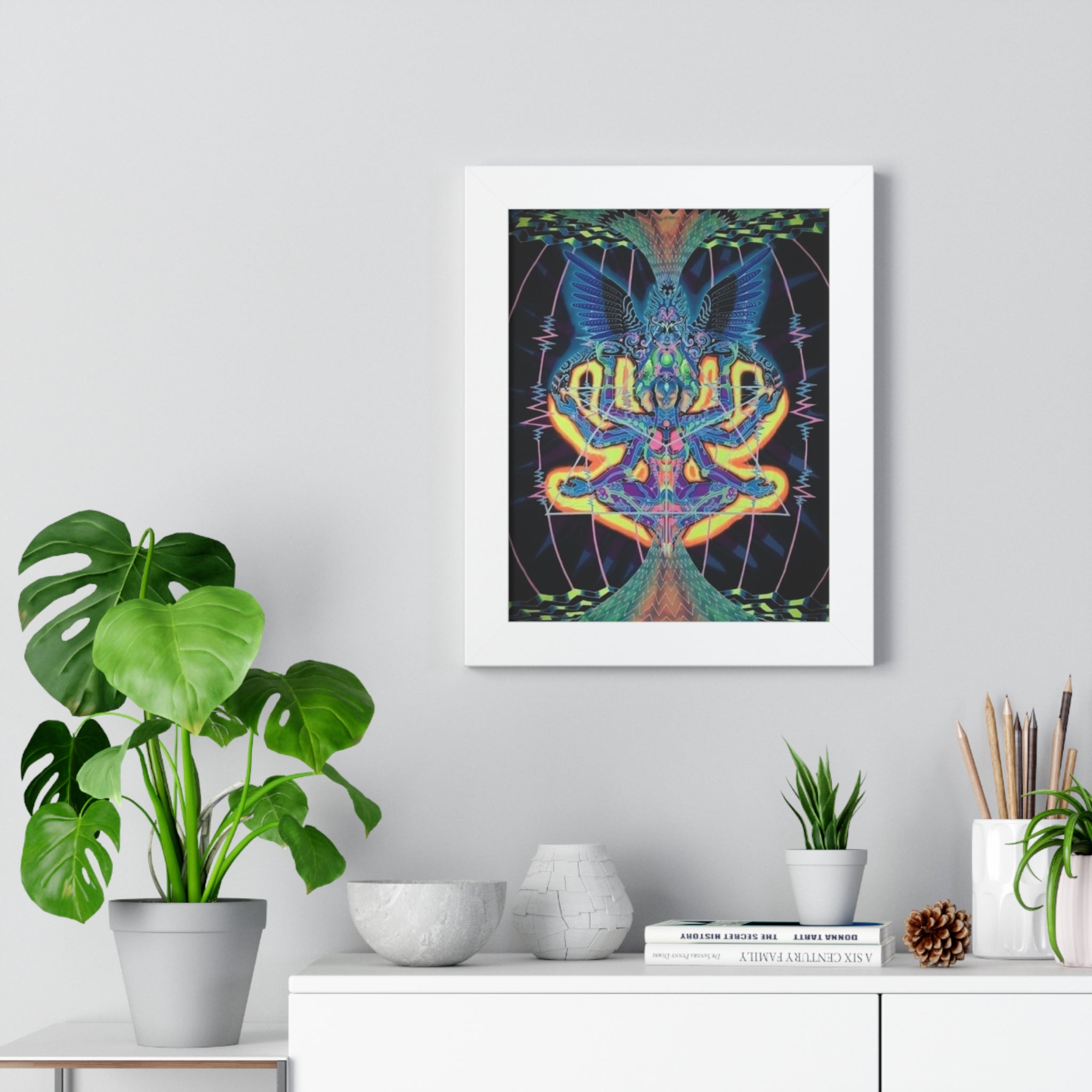 Psychedelic Framed Vertical Poster - Vibrant Art for Mindful Spaces