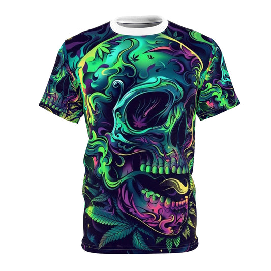Psychedelic Skull Unisex Tee - Vibrant Graphic T-Shirt for Festivals & Parties red tags 😵‍💫🤯🥳😎